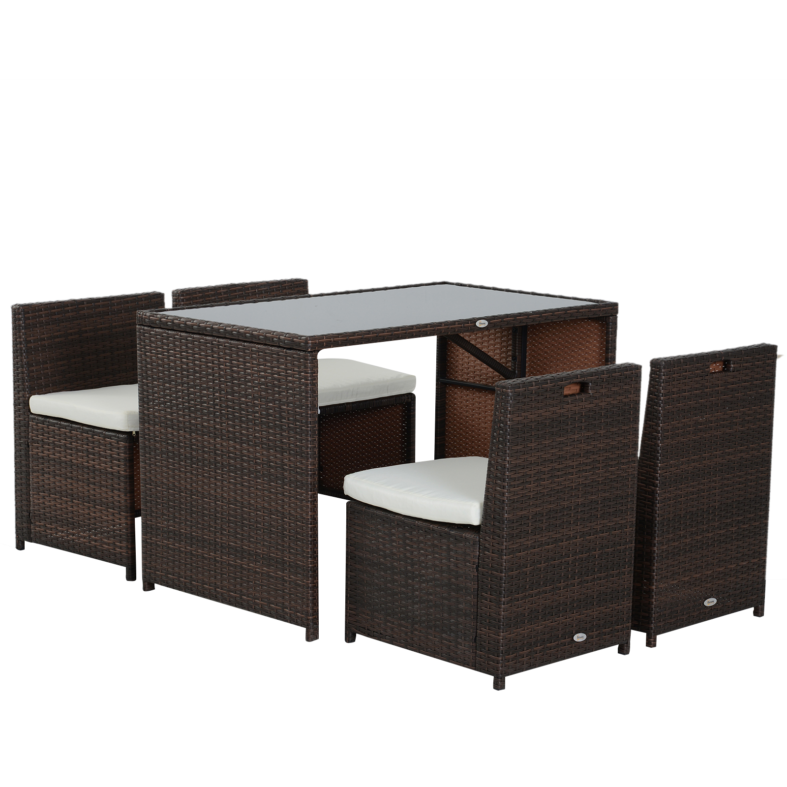 Outsunny Polyrattan Gartenset 5 tlg. Gartenmöbel Lounge Set, wetterfest & elegant für Balkon Terrasse Aosom.de