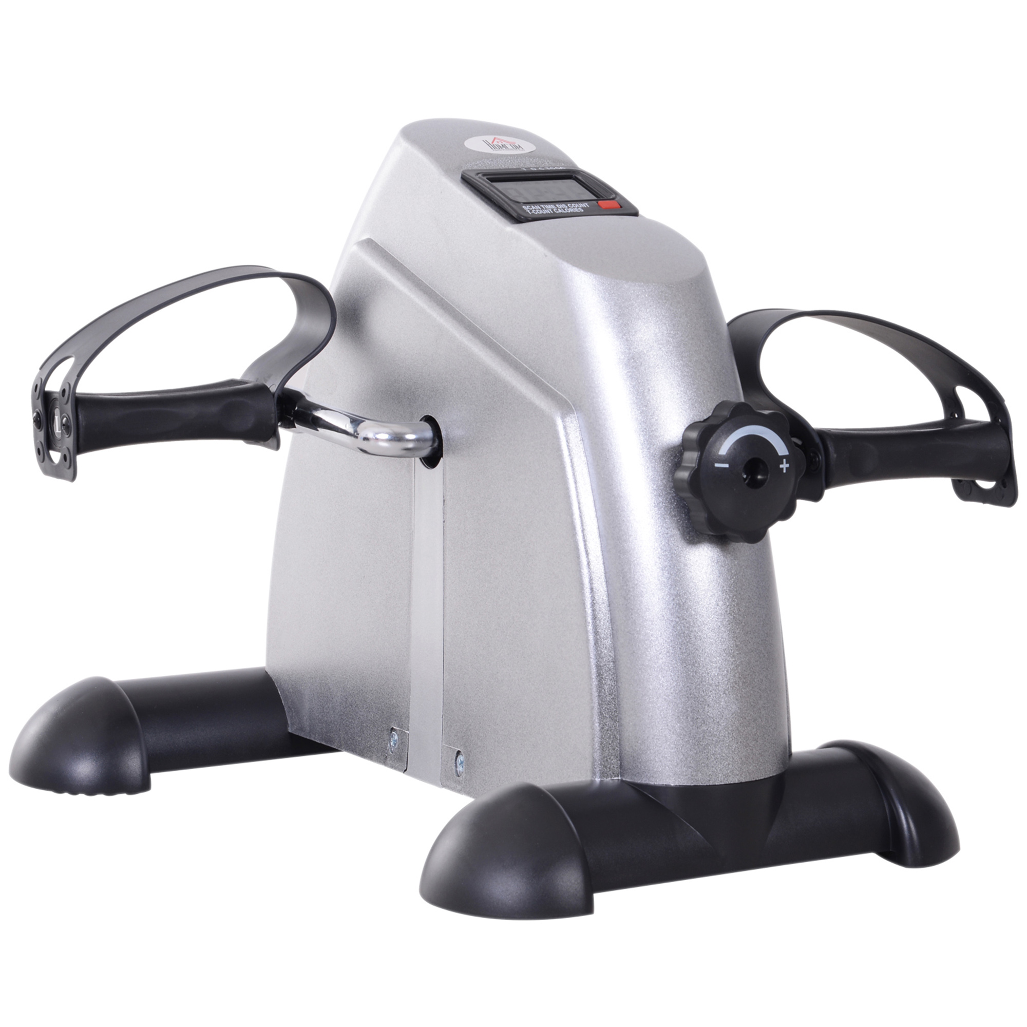 HOMCOM Heimtrainer Mini Bike Pedaltrainer Trainingsrad Fahrradgerät mit LCD-Display Gusseisen Silber 35 x 40 x 31 cm Aosom