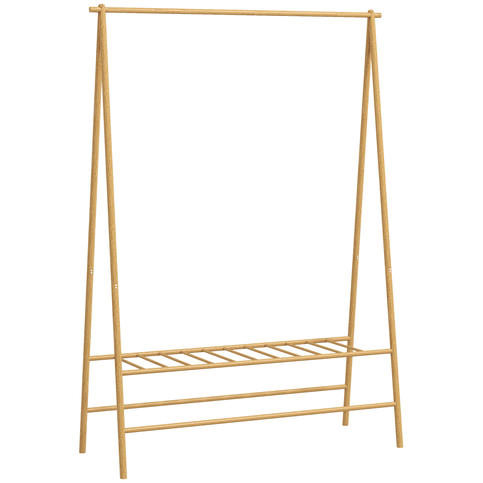 HOMCOM Garderobenständer Bambus, Kleiderständer mit Ablagen und Haken, Wäscheständer mit Kleiderstange, für Flur, Wohnzimmer Schlafzimmer, 116 x 43,5 x 160 cm, Naturholz Aosom