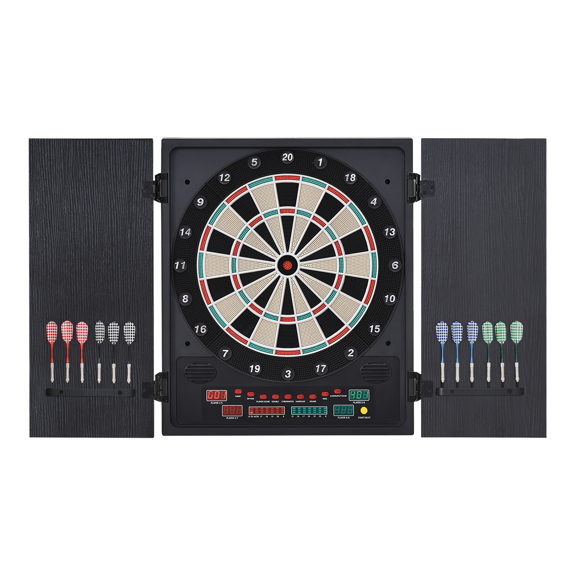 HOMCOM Elektronische Dart-set, Dartboard, Dartscheibe mit 12 Darts, Schwarz+Weiß, 27 Spiele und 202 Trefferoptionen für 8 Spieler, 51 x 6,5 x 57 cm Aosom