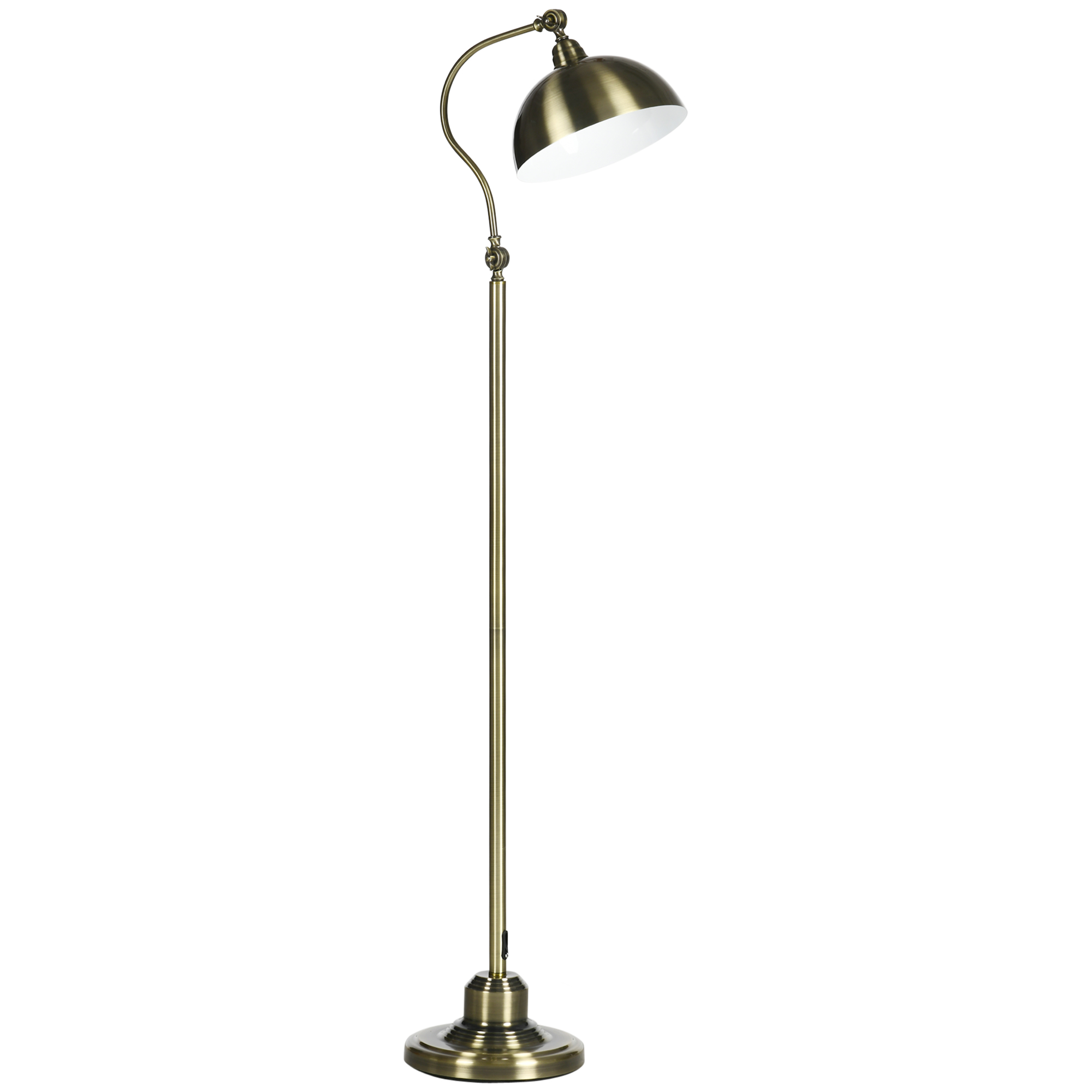 HOMCOM Stehlampe Retro Bogenlampe mit verstellbarem Lampenschirm E27 Messingoptik für Wohnzimmer & Schlafzimmer Aosom.de