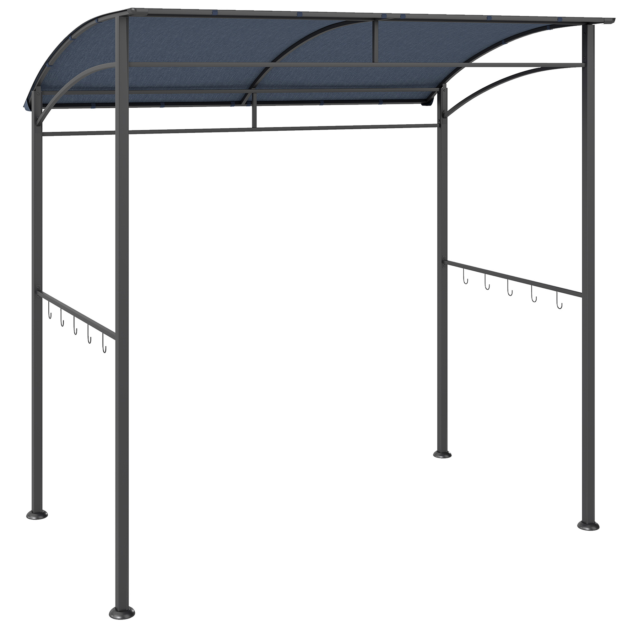 Outsunny Grillpavillon 215 x 150 x 220 cm Wasserabweisend Gartenpavillon mit Gebogendach, Gartenlauben mit Haken, BBQ Pavillon, Gartenzelt Grillzelt Partyzelt für Garten Party Picknick BBQ, Grau Aosom