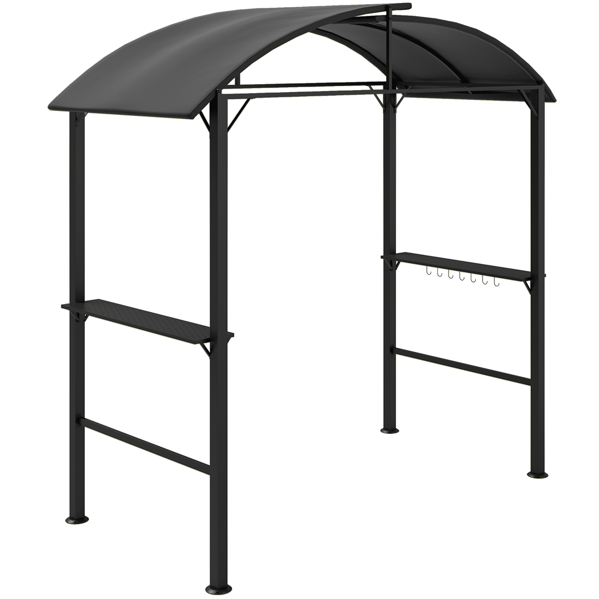 Outsunny Grillpavillon 233 x 110 x 235 cm winddicht Gartenpavillon mit Doppeldach,Regalen, Gartenlauben mit UV-Schutz, BBQ Pavillon aus Stahl, Gartenzelt Grillzelt für Party BBQ, Dunkelgrau Aosom
