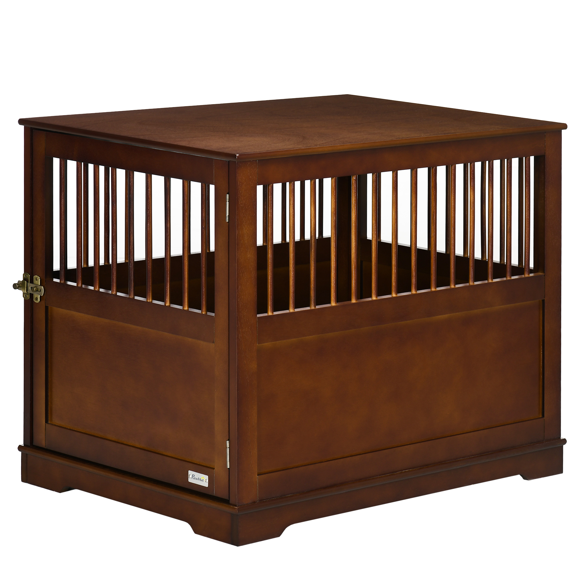PawHut Hundebox mit Tischplatte stilvolle Hundehütte für mittelgroße Hunde Indoor abschließbare Tür Braun 80,5x59,5x67,5cm   Aosom.de