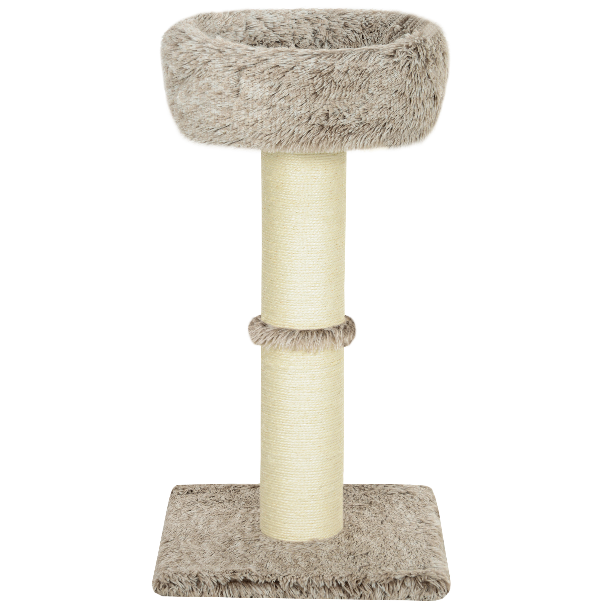PawHut Kratzbaum 87 cm hoch Katzenbaum mit Bett, dick Stamm, Katzenkratzbaum mit Sisal-Kratzsäulen, für Katzen bis 6 kg, Indoor, Braun Aosom