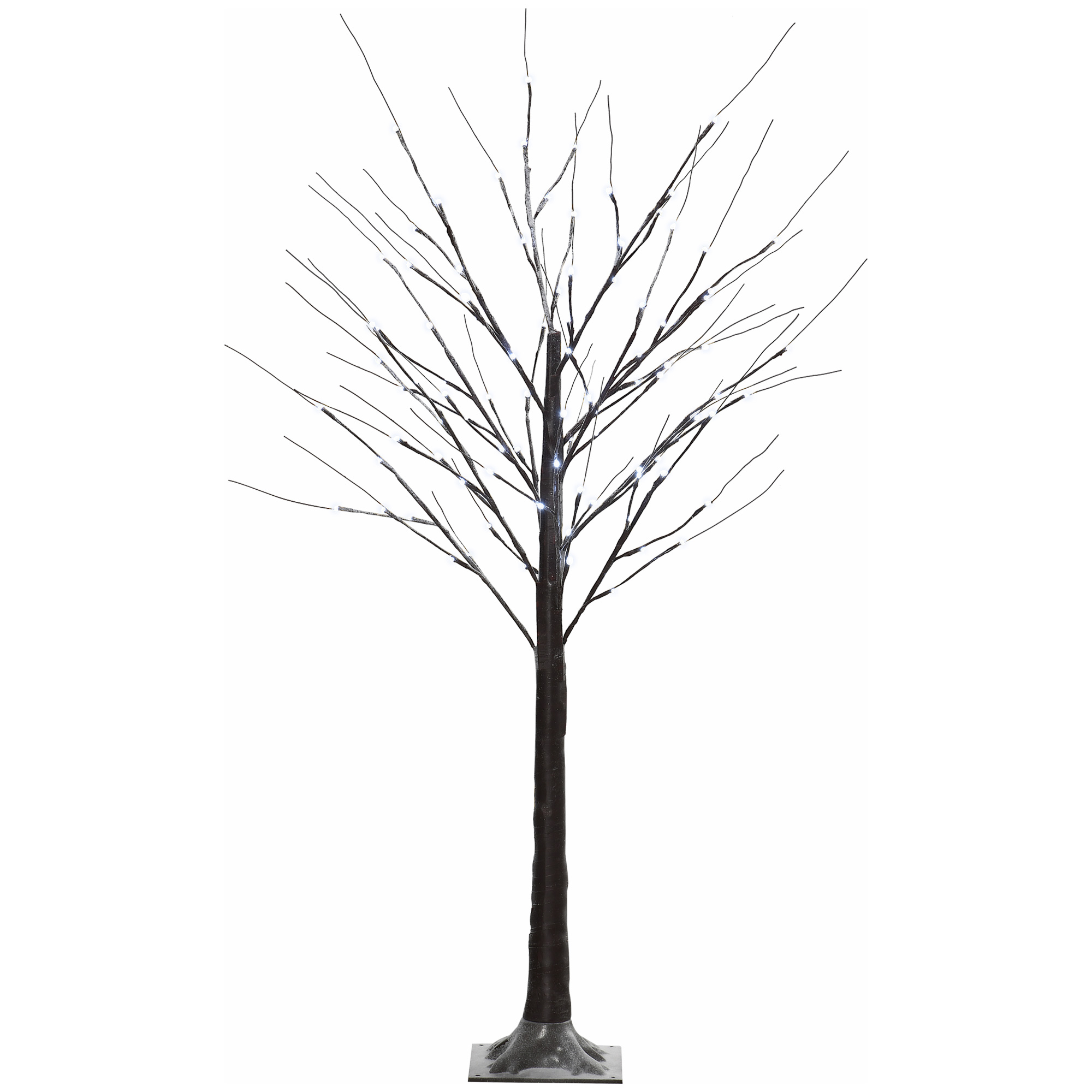 HOMCOM 150 cm Kunstbaum Birkenbaum mit 96 LED Lichtern und Kunstschnee für Weihnachtsdeko und Feiern, ideal für Party Hochzeit Aosom.de