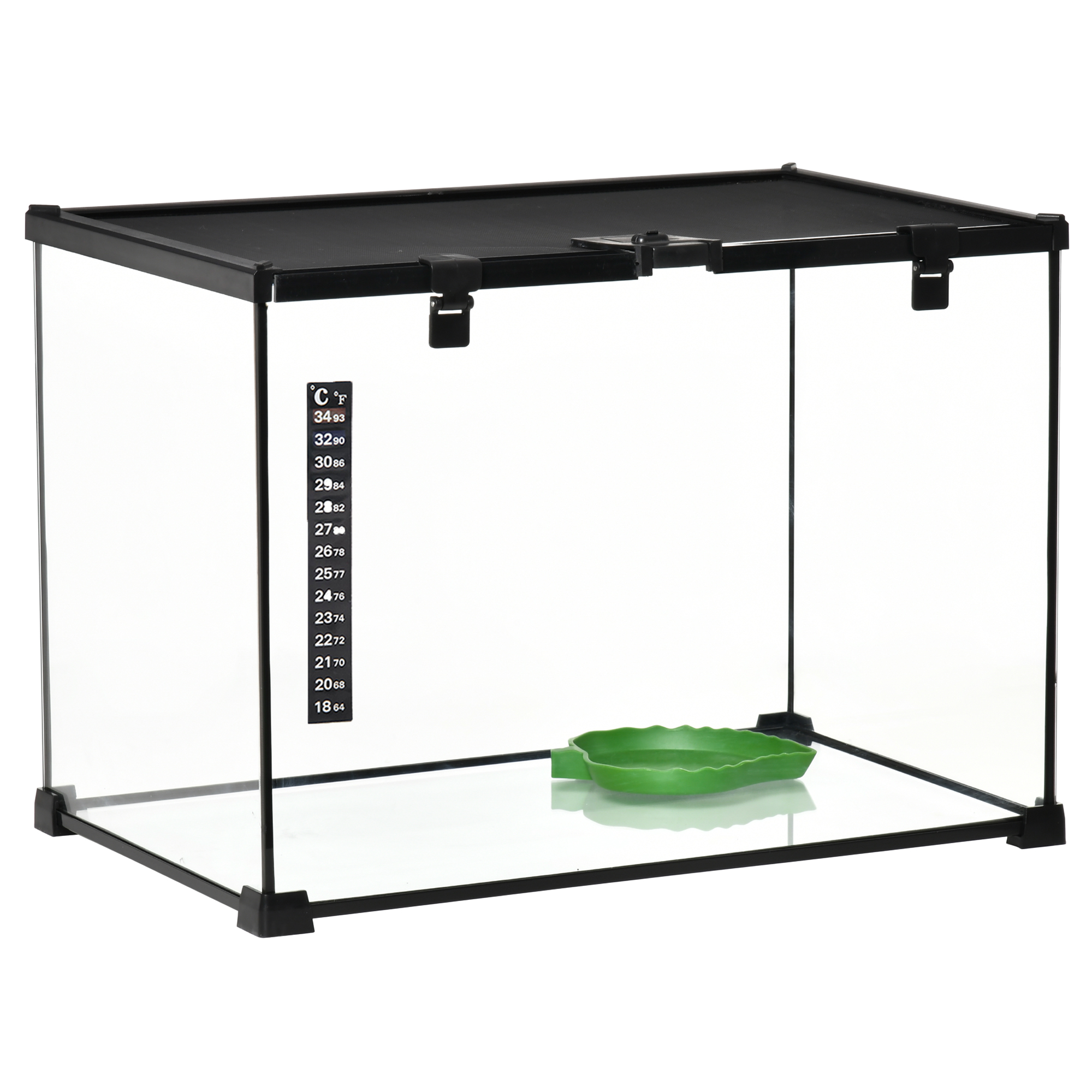 PawHut Terrarium für Reptilien 50 x 30 x 35 cm, Glasterrarium Fütterungsbox für Reptilienzucht, Metallstruktur Aosom.de