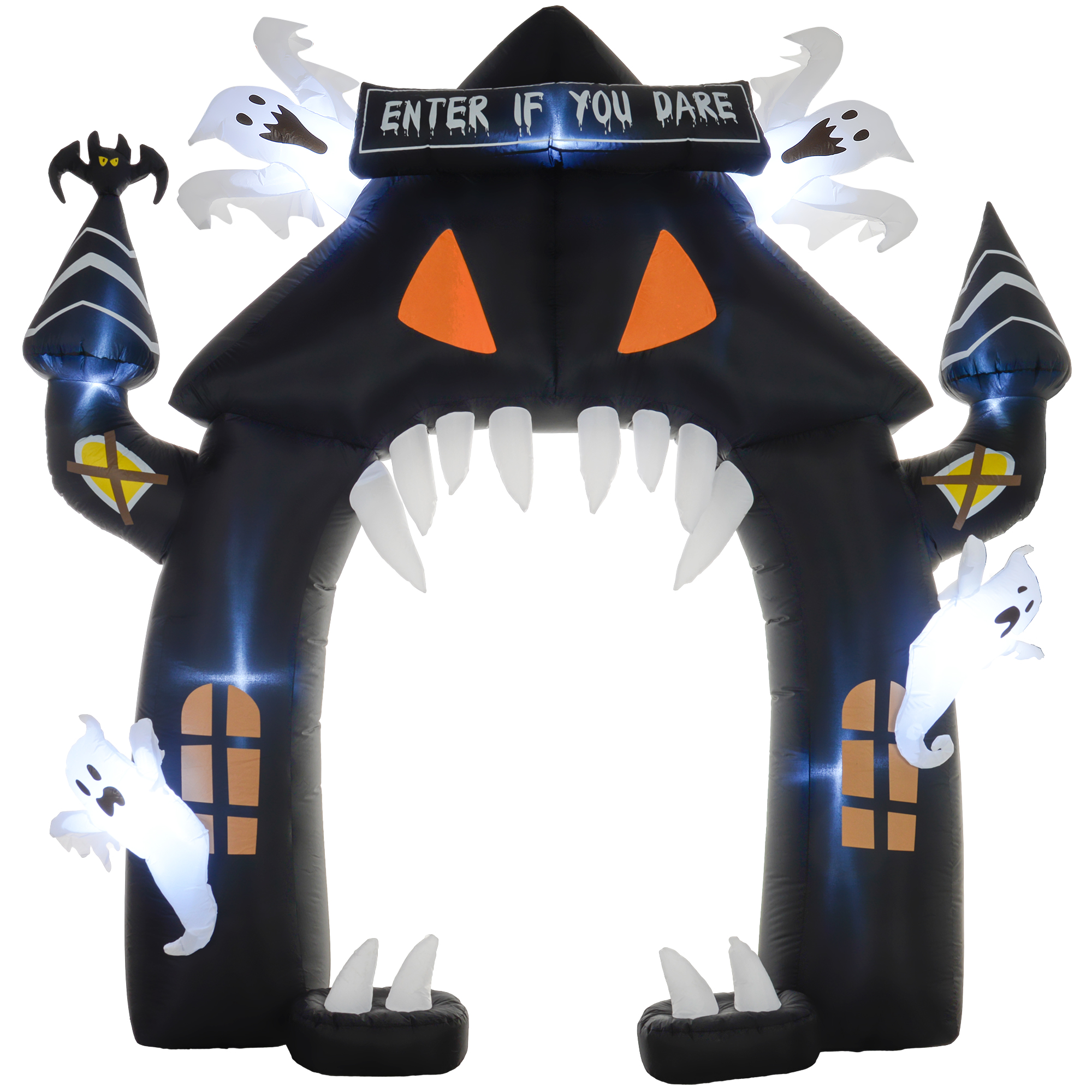 Outsunny Halloween aufblasbarer Bogen, Halloween Dekoration, 300 cm Große Halloween-Deko mit LED-Beleuchtung, Partydekoration für Innen- & Außenbereiche Aosom