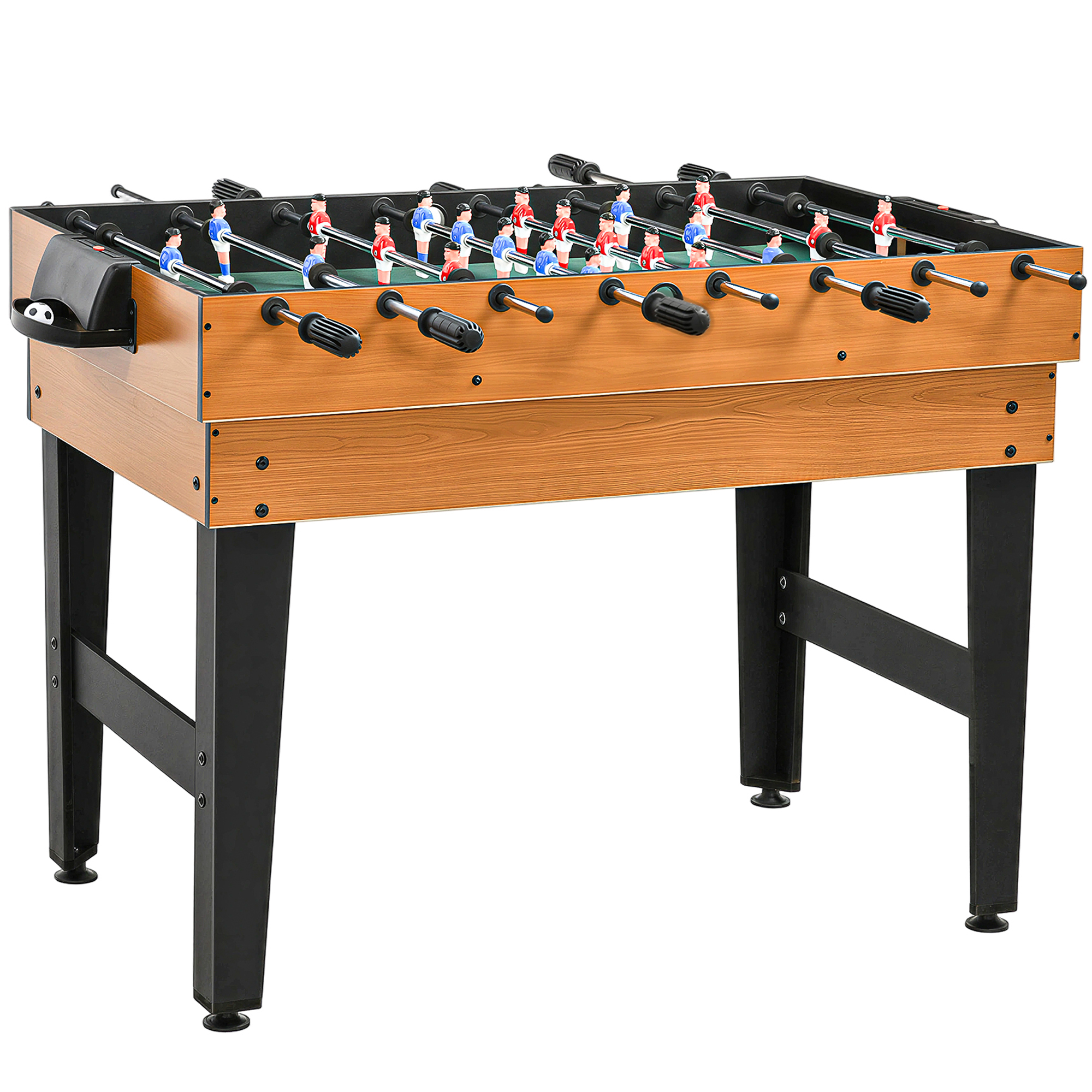 HOMCOM 4 in 1 Multigame Spieletisch, Partyspieltisch mit Tischtennis, Kicker, Billard, Tischhockey, für Multiplayer-Spaß, Stahl, Naturholz+Schwarz Aosom