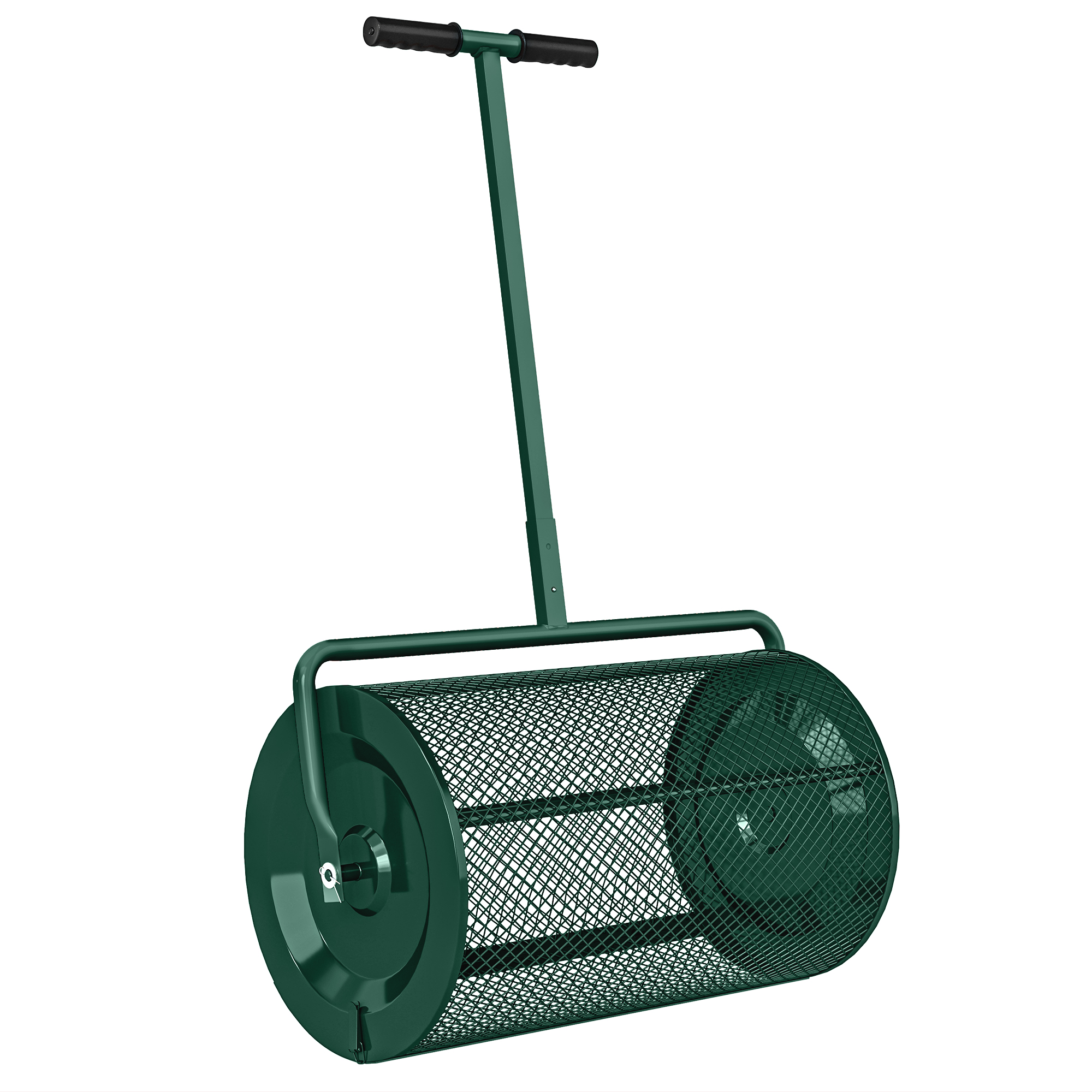 Outsunny Kompoststreuer 75L 61x40cm Düngerstreuer Rasen Garten Gartenstreuer mit T-Griff Mesh-Korb Metall Saatgutstreuer Torfmoosstreuer Rasenstreuer Rasenpflege für Kompost, Mist Dünger Saat Grün Aosom