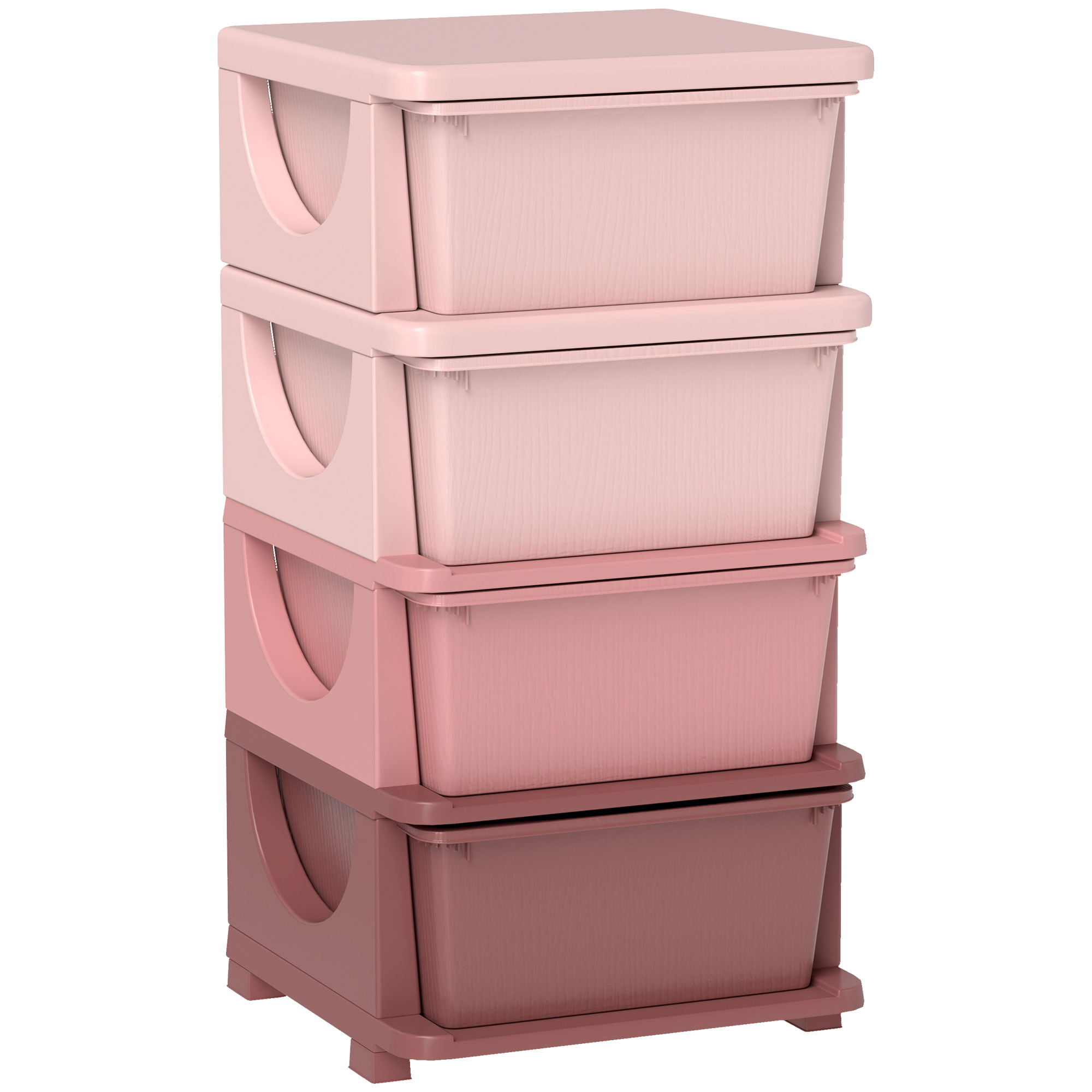 HOMCOM Kommode für Kinderzimmer, 4 Ebenen Spielzeug Organizer, Stauraum für Spielzeug, Rosa   Aosom.de
