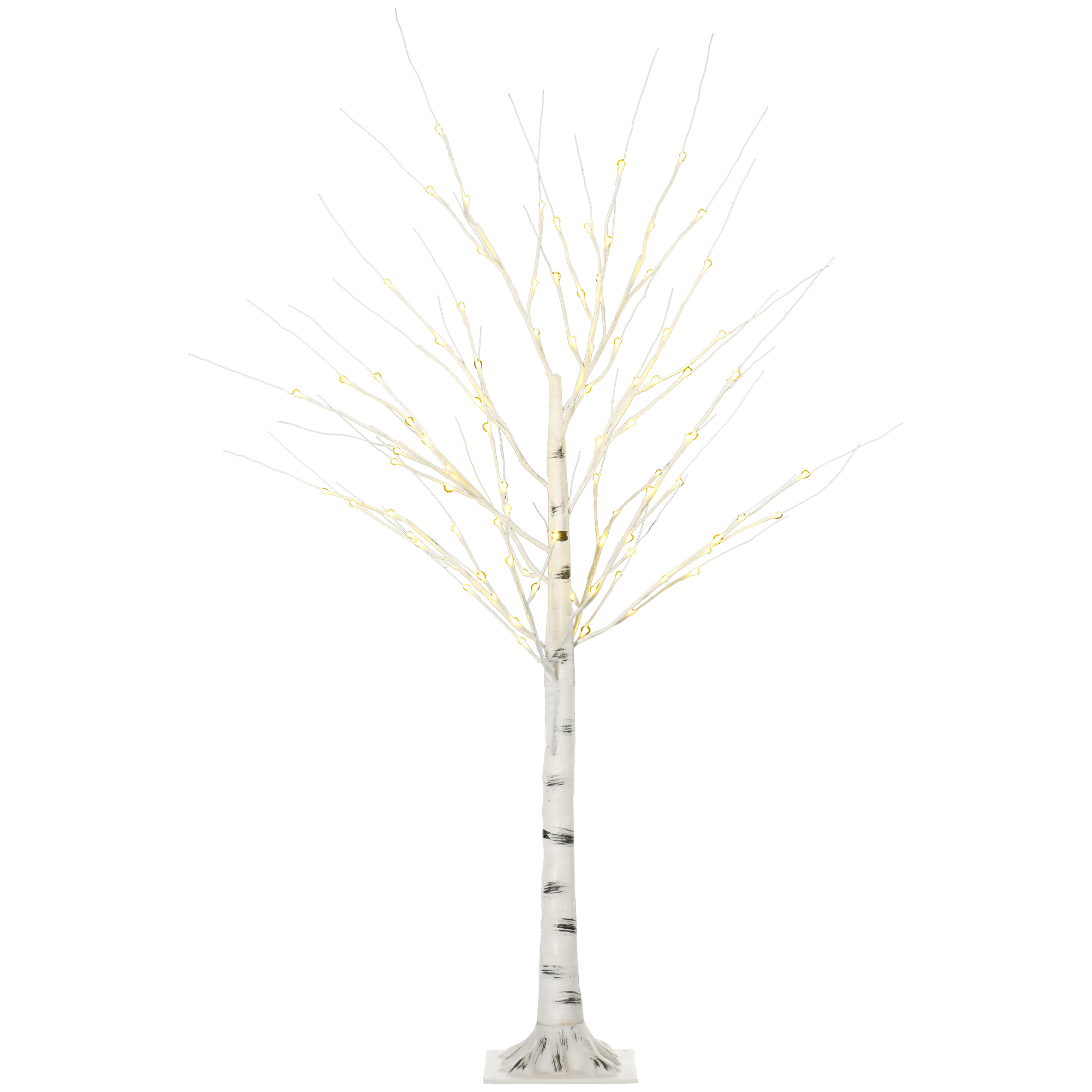 HOMCOM 150 cm Kunstbaum, Weihnachtsbaum Birken mit LED, Kunstbirke, Birkenbaum, Weihnachtsdeko für Hochzeit, Party, Geburtstag   Aosom