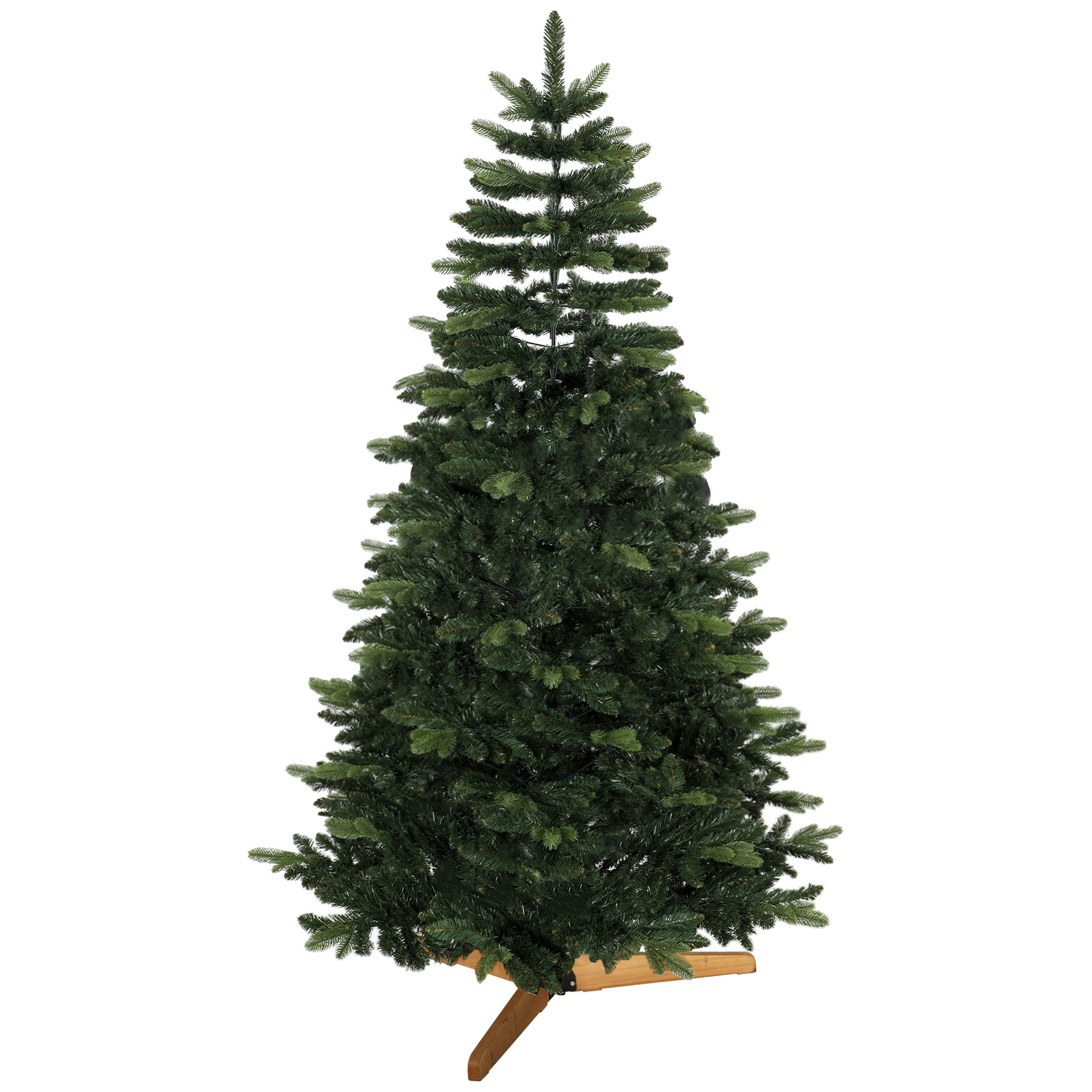 HOMCOM Künstlicher Weihnachtsbaum 210cm, dichte Edeltanne realistisch, 1161 PVC-Zweige feuerhemmend, klappbarer Holz- und Metallfuß, einfache Montage, Weihnachtsdekoration, Innenbereich, Grün Aosom