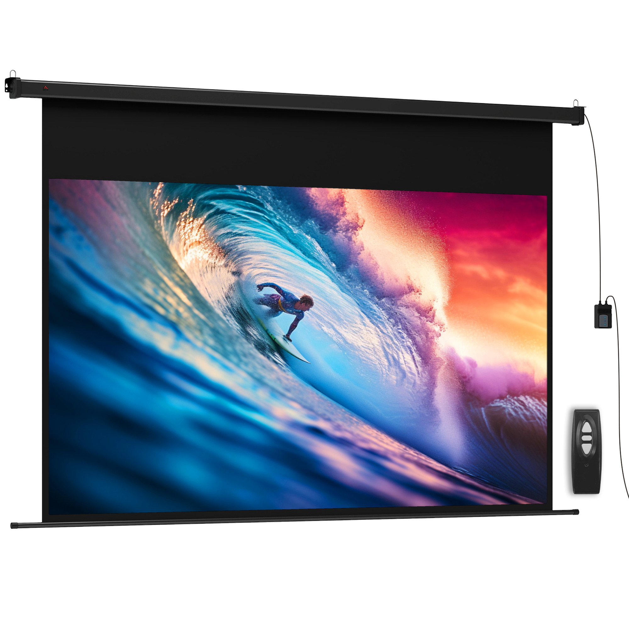 HOMCOM Beamer Leinwand 247 x 168 cm 100 Zoll 16:9 HD 4K Projektionsleinwand Elektrisch mit Fernbedienung, Rollo-Leinwand für Wand- und Deckenmontage, für Heimkino, Büro   Aosom