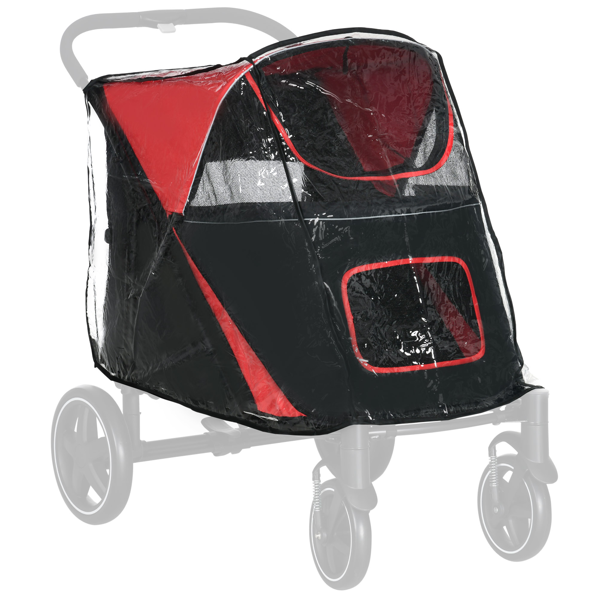 PawHut Hundebuggy Regenschutz Regenschutz für Hundebuggy Regenverdeck mit rückseitigem Einstieg Klettverschlüsse Regenabdeckung für meisten Buggy Transparent Aosom