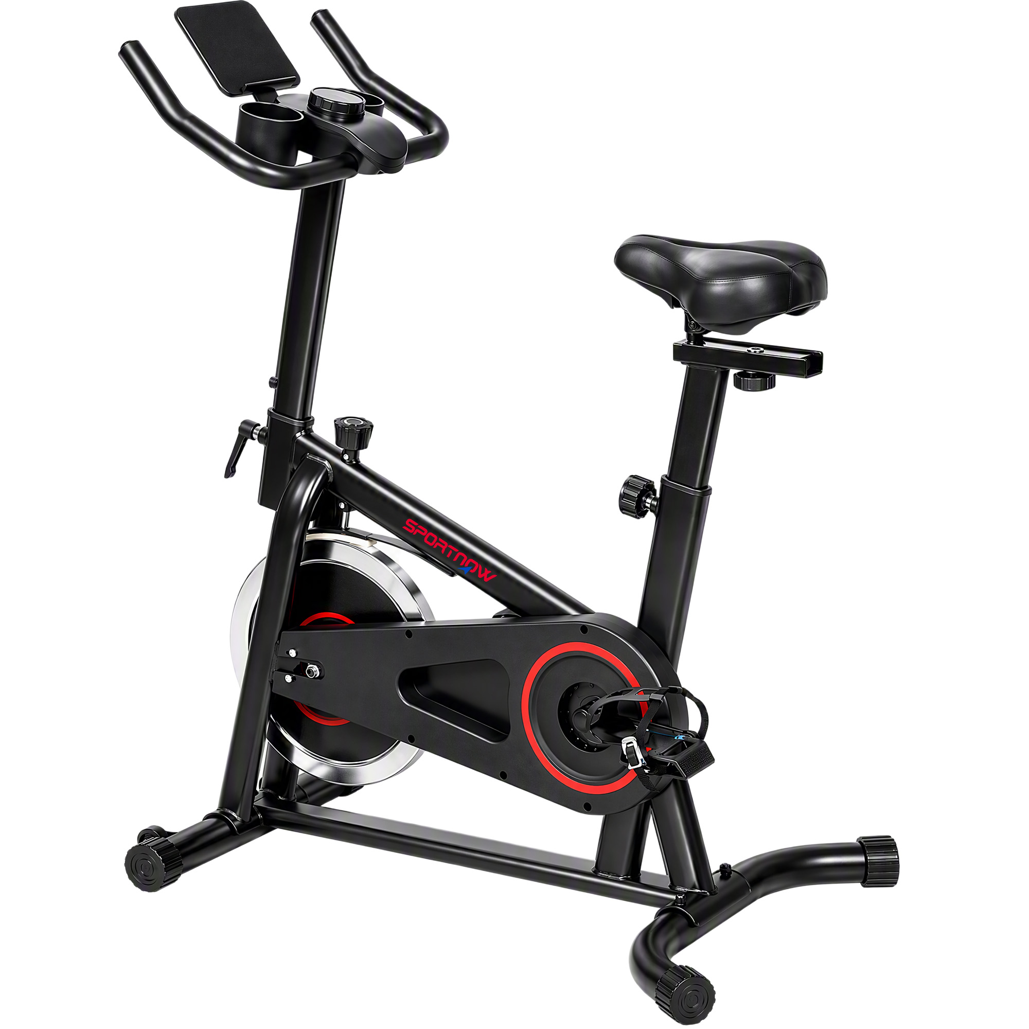 SPORTNOW Heimtrainer für Zuhause mit Bluetooth-App, stufenloser Widerstand, leiser Heimtrainer mit LCD-Display, Schwungrad, verstellbarer Sitz und Lenker, Rollen, Handyhalter, Flaschenhalter Aosom