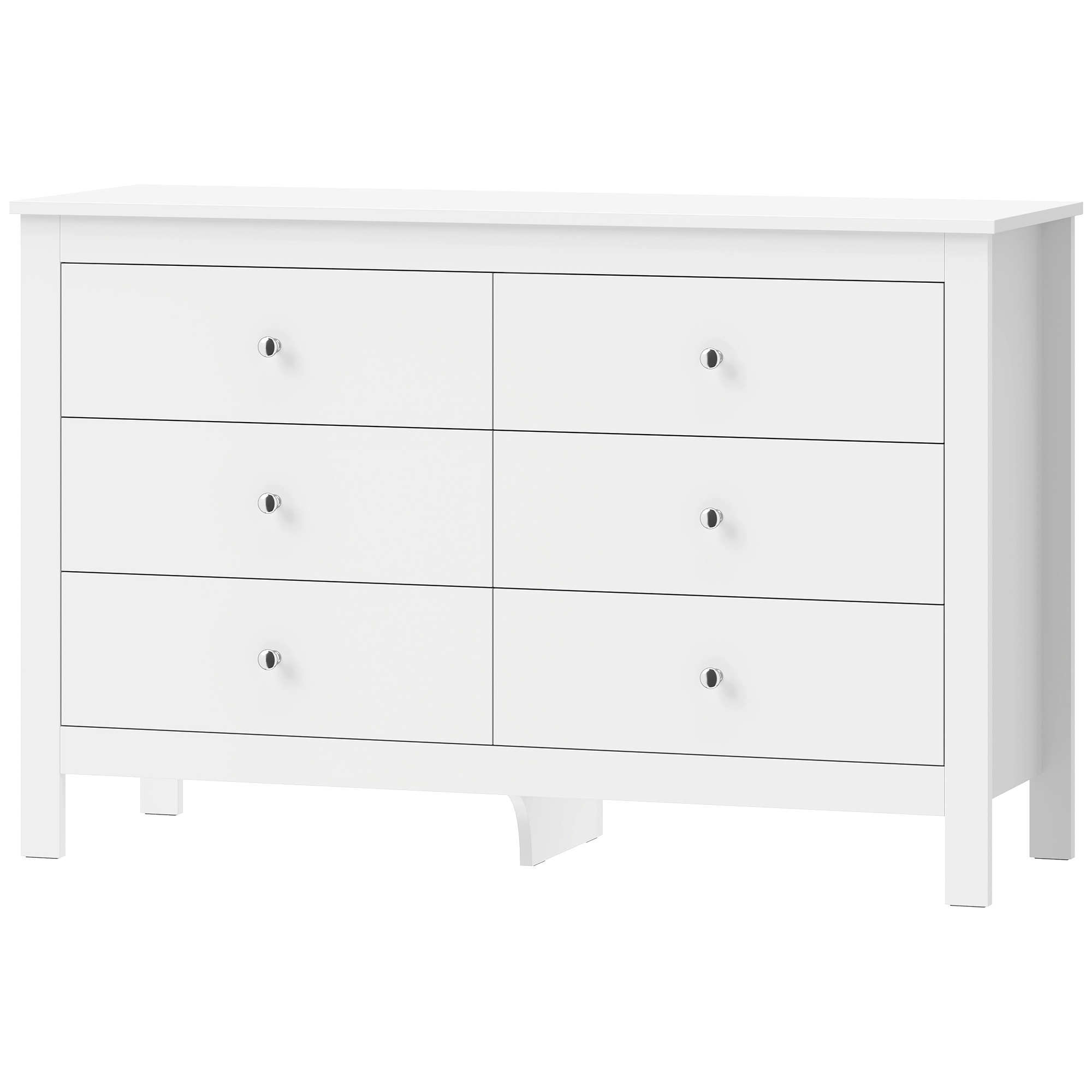 HOMCOM Kommode mit 6 Schubladen, Sideboard, Kommodenschrank, Moderner Schubladenschrank für Fernseher bis 50 Zoll, Schlafzimmer, Wohnzimmer, Weiß Aosom