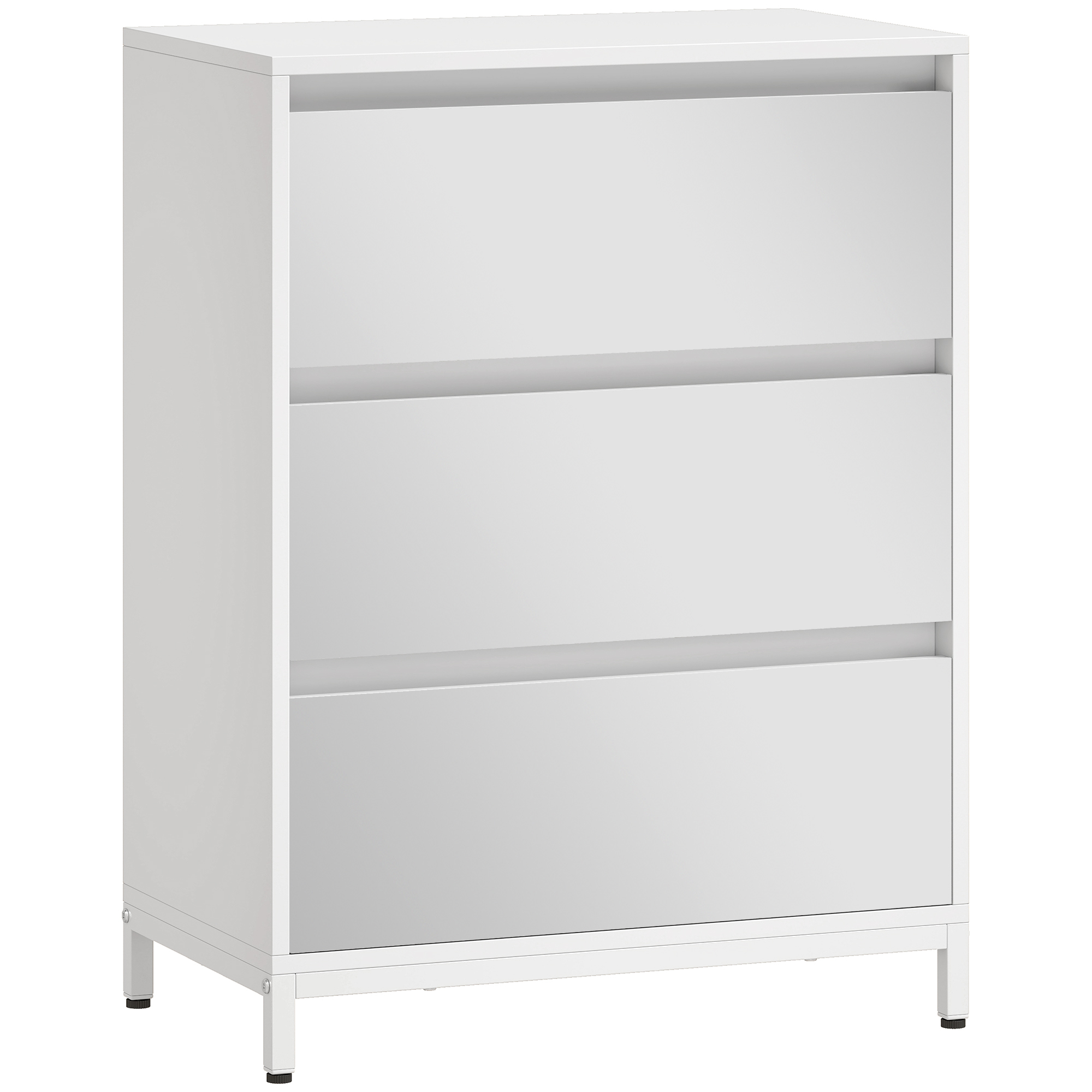 HOMCOM Kommode Schlafzimmer 3 Schubladen mit Spiegelfront, Moderne Schlafzimmerkommode mit verspiegelt Fronten, platzsparende Kommode für Flur Wohnzimmer Eingang, 60x35x80 cm, Weiß Aosom