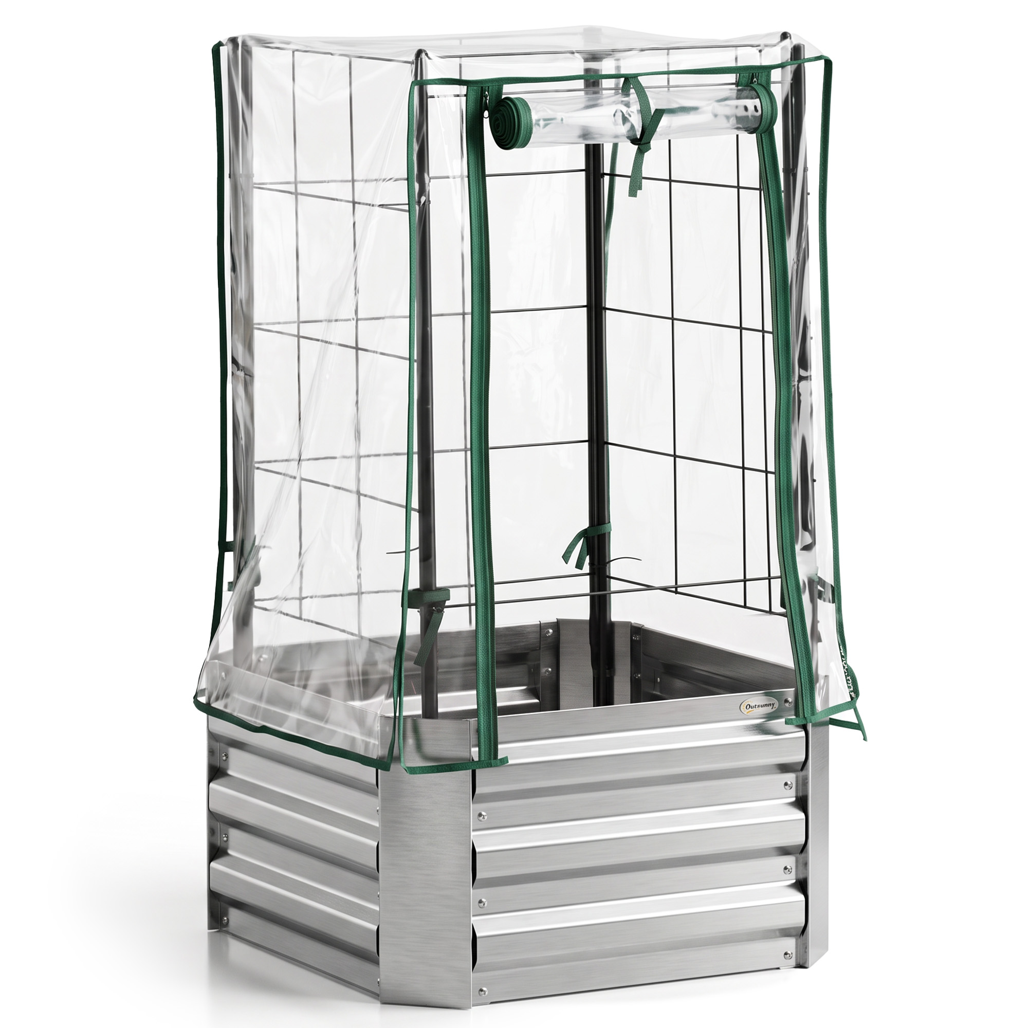 HOMCOM Hochbeet Set Pflanzkasten mit Kunststoffabdeckung und Rankgitter für Kletterpflanzen 53x53x90cm ideal für Garten und Balkon Aosom.de