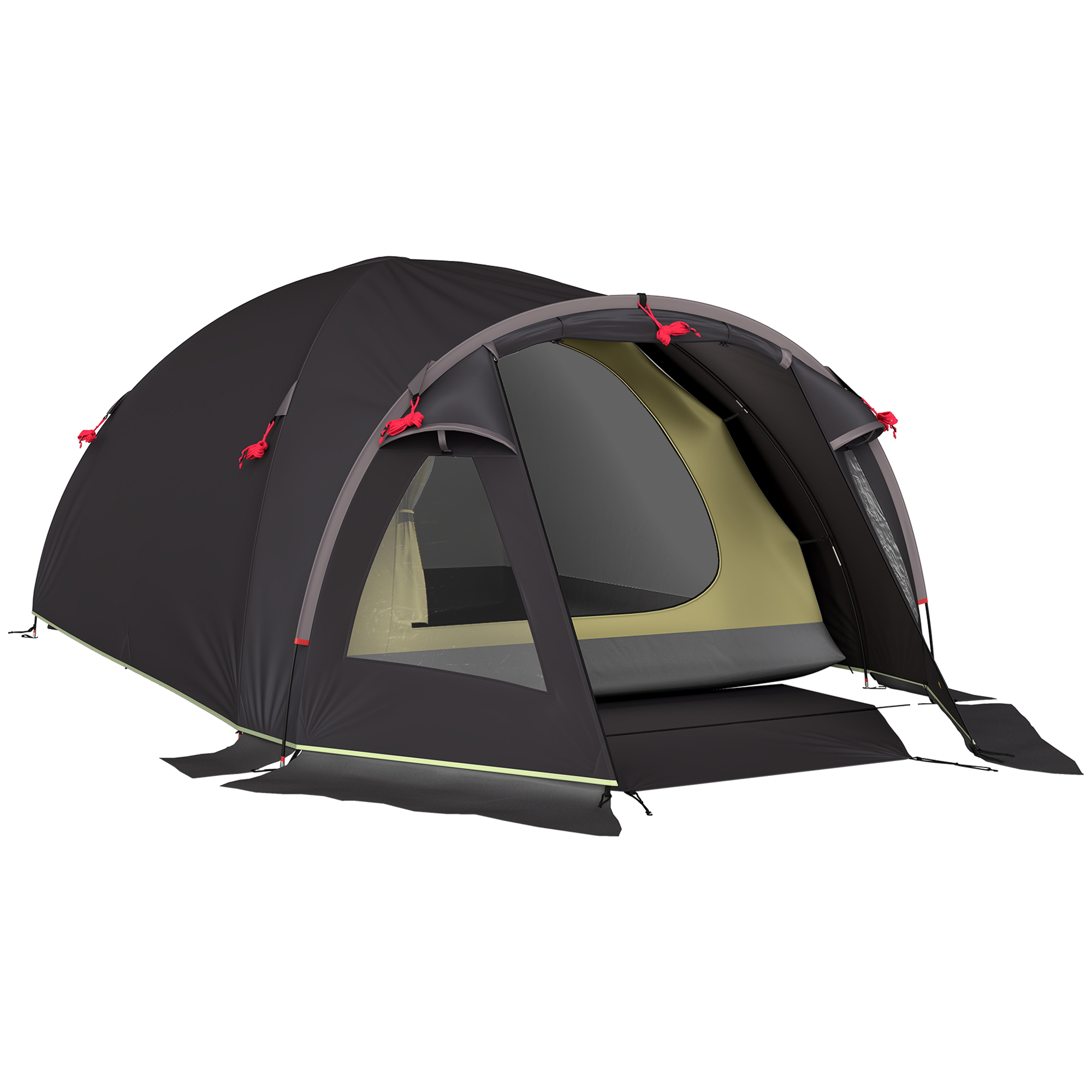 Outsunny Campingzelt für 4 Personen leicht, stabil wasserdicht UV 50+ Tunnelzelt mit Vordach Seitentür&Fenster, Bodenplane Familienzelt mit 3000mm Wassersäule Zelt für Camping Reise Trekking Garten   Aosom