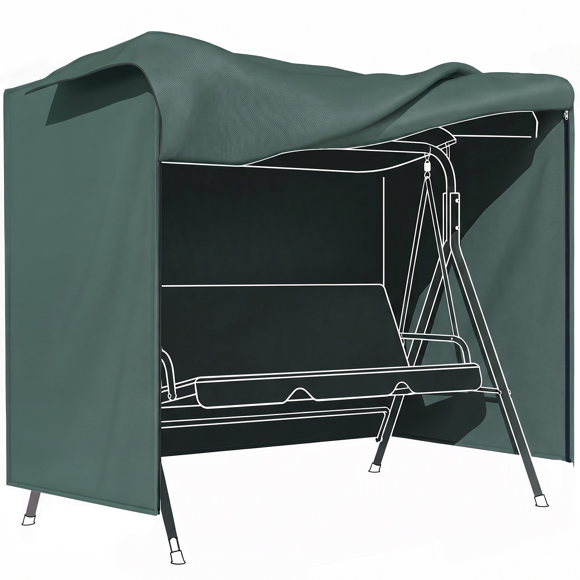 Outsunny Abdeckung für Gartenschaukel Schutzhülle für Hollywoodschaukel wasserfest Sonnenschutz Oxford Grün 177x114x152cm Aosom.de