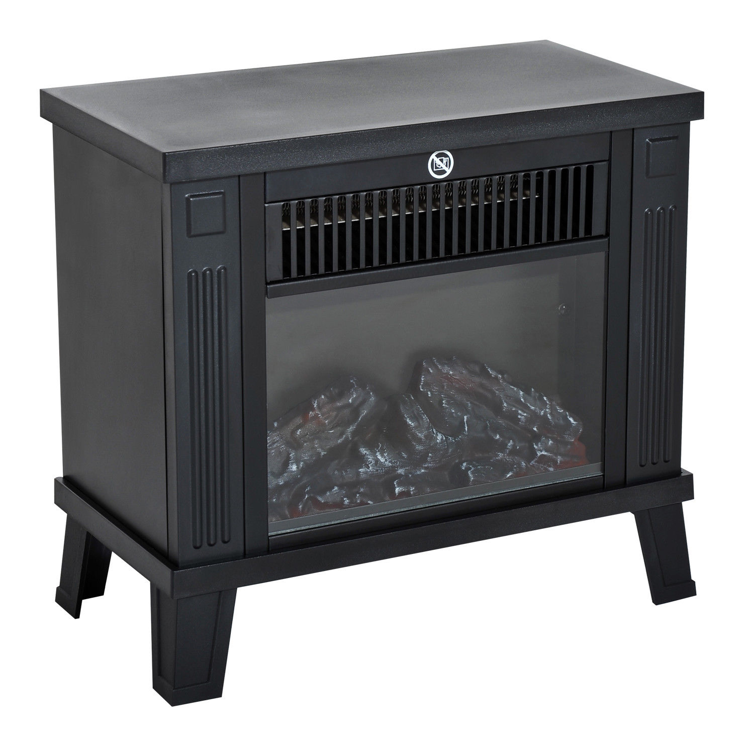 HOMCOM Elektrokamin elektrischer Kaminofen Standkamin mit Flammeneffekt 6001200W Metall Schwarz 34x17x31 cm für gemütliche Abende Aosom.de