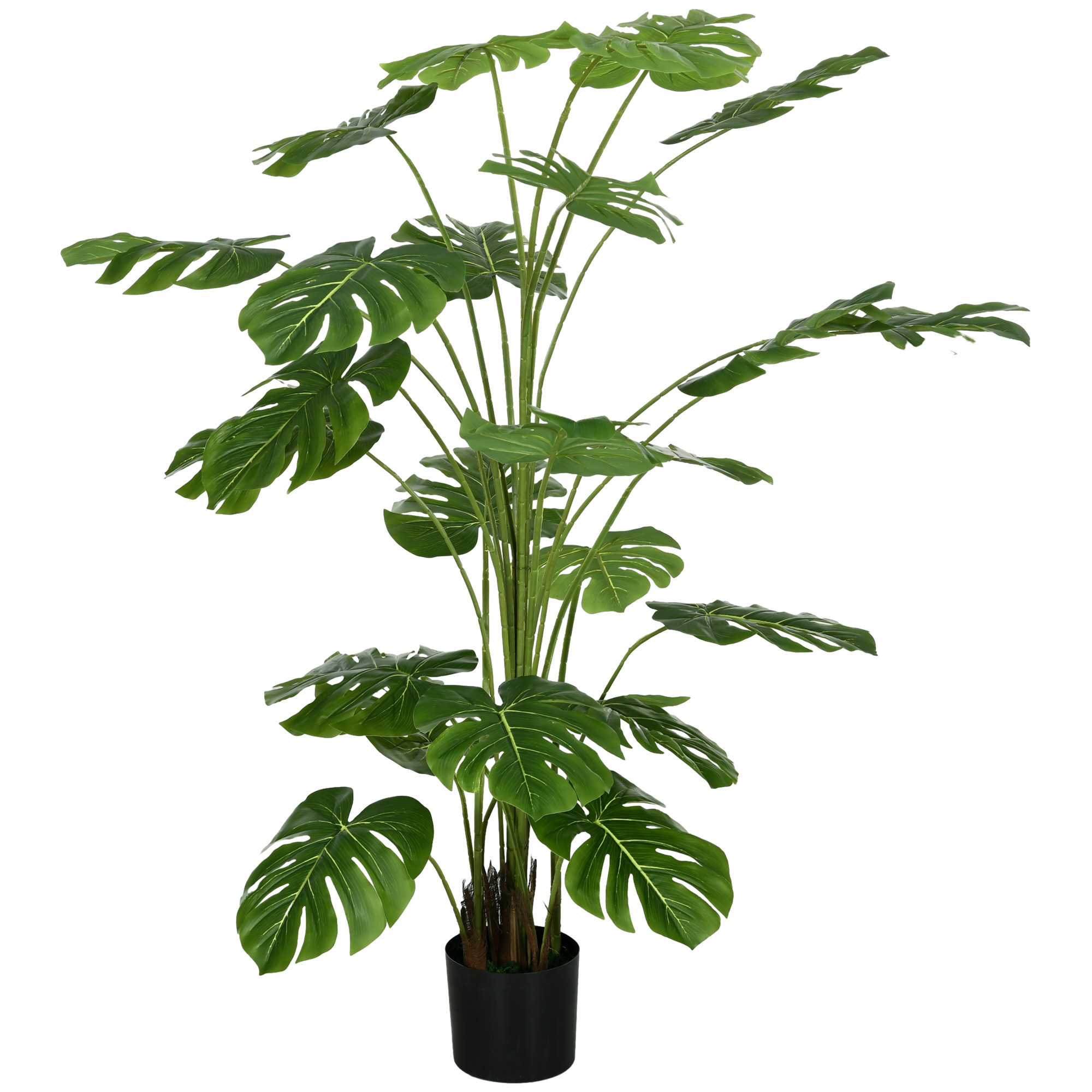 HOMCOM Künstliche Pflanzen, Kunst Monstera Deliciosa, 180 cm Kunstpflanze mit 24 Zweige, Zimmerpflanze, Kunstbaum, Pflanze Deko für Indoor, Grün Aosom