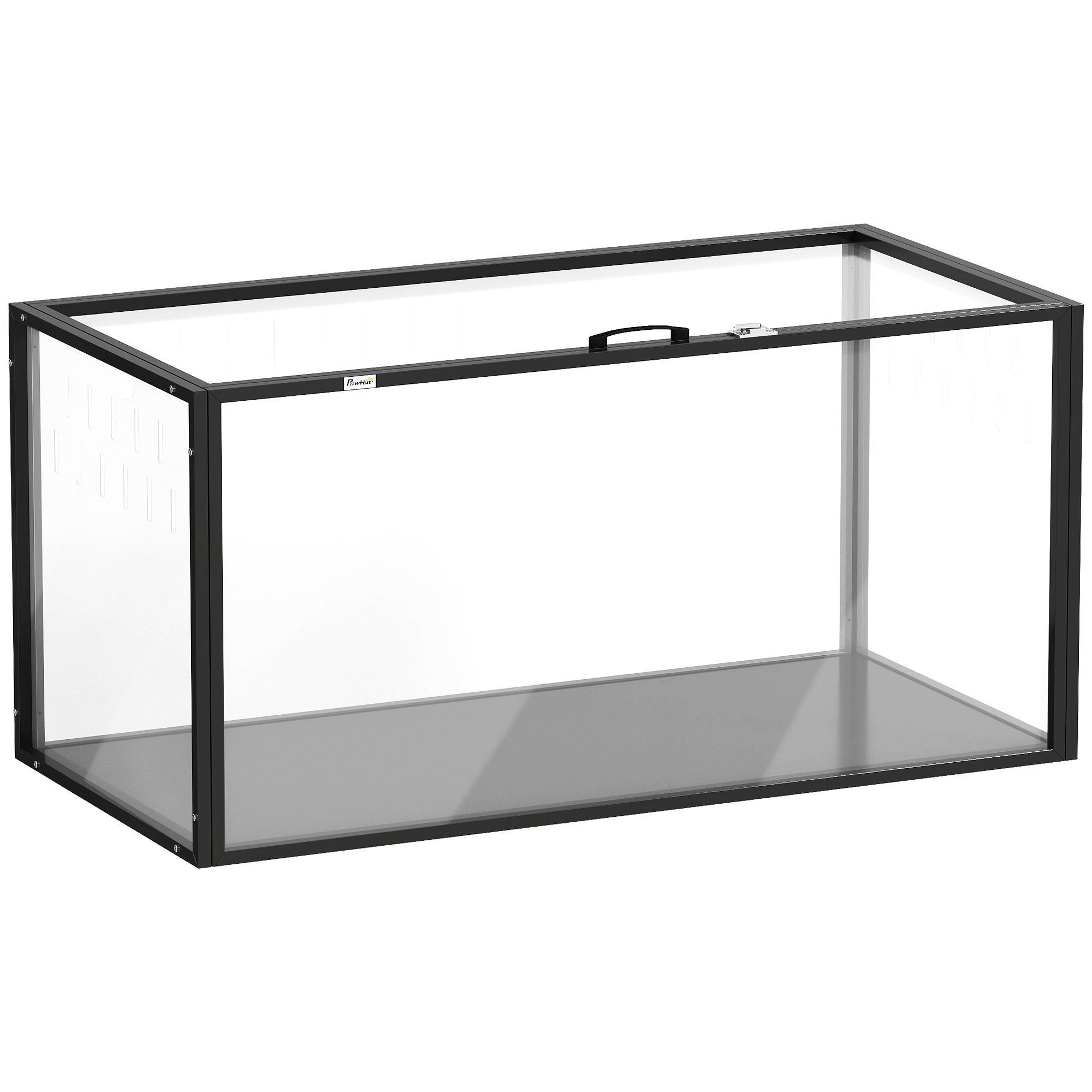 PawHut Großer Acryl-Hamsterkäfig, 105x51x51cm, Transparentes Nagerhabitat mit 360°-Panorama, Beißfest, Öffnbarer Deckel, Belüftet, für Kleintiere, Mäuse, Schwarz Aosom