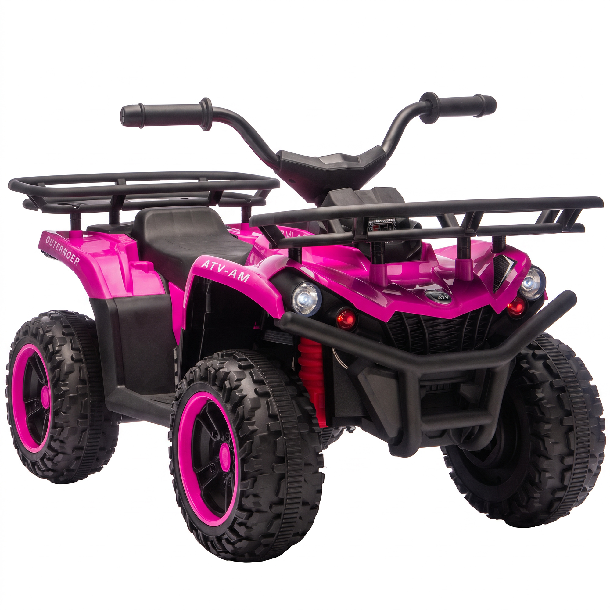 AIYAPLAY Kinder Quad Elektro 12V Elektro ATV Kinderquad mit Lithium-Akku Ablageflächen 2 Motoren LED-Scheinwerfern Softstart Musik MP3 bis 3 km/h Elektroquad Elektroauto für Kinder 3-8 Rosa   Aosom