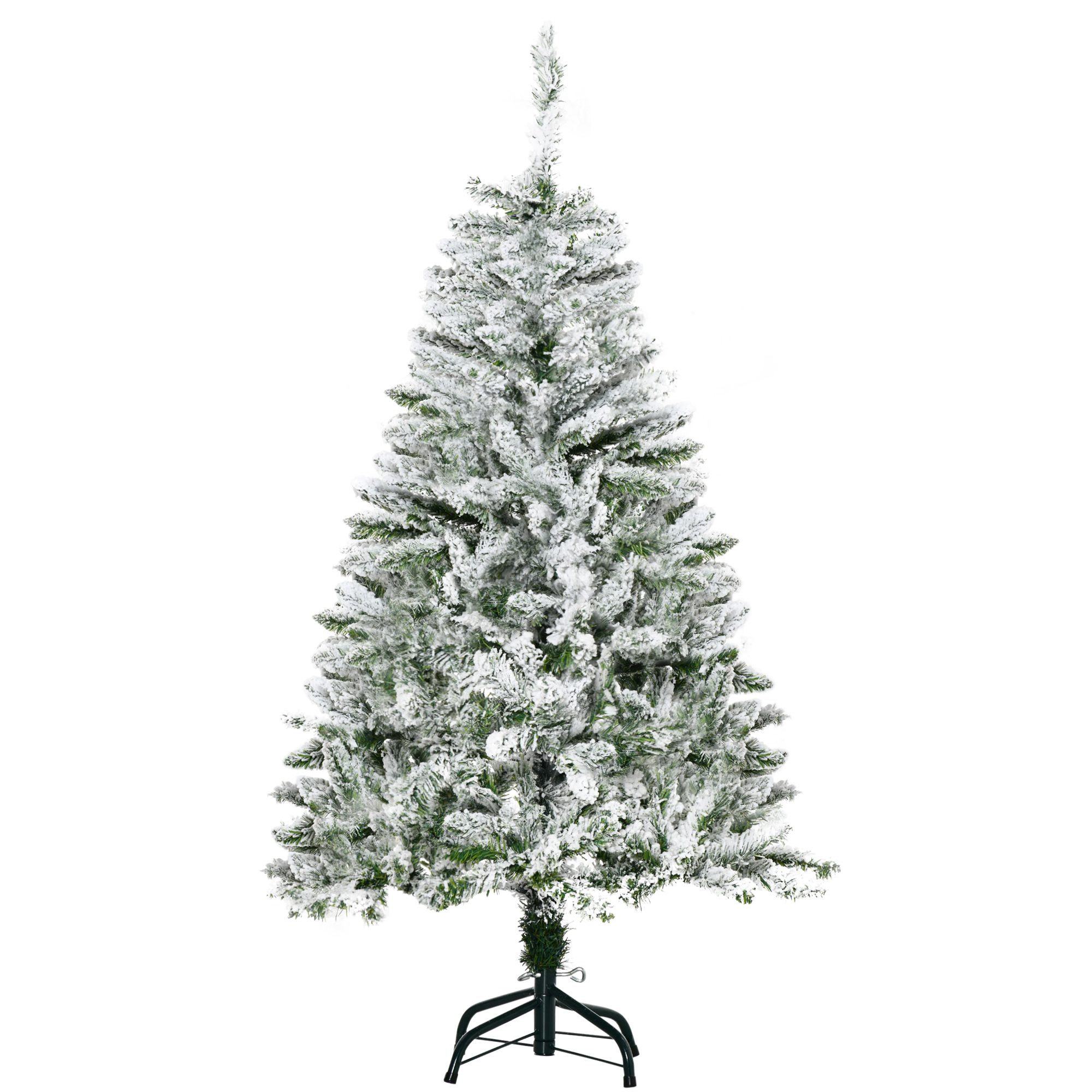 HOMCOM Künstlicher Weihnachtsbaum 120 cm künstlich Kiefernbaum mit Schnee, 200 Spitzen Christbaum Weihnachtsdeko inkl. Metallständer für drinnen Aosom