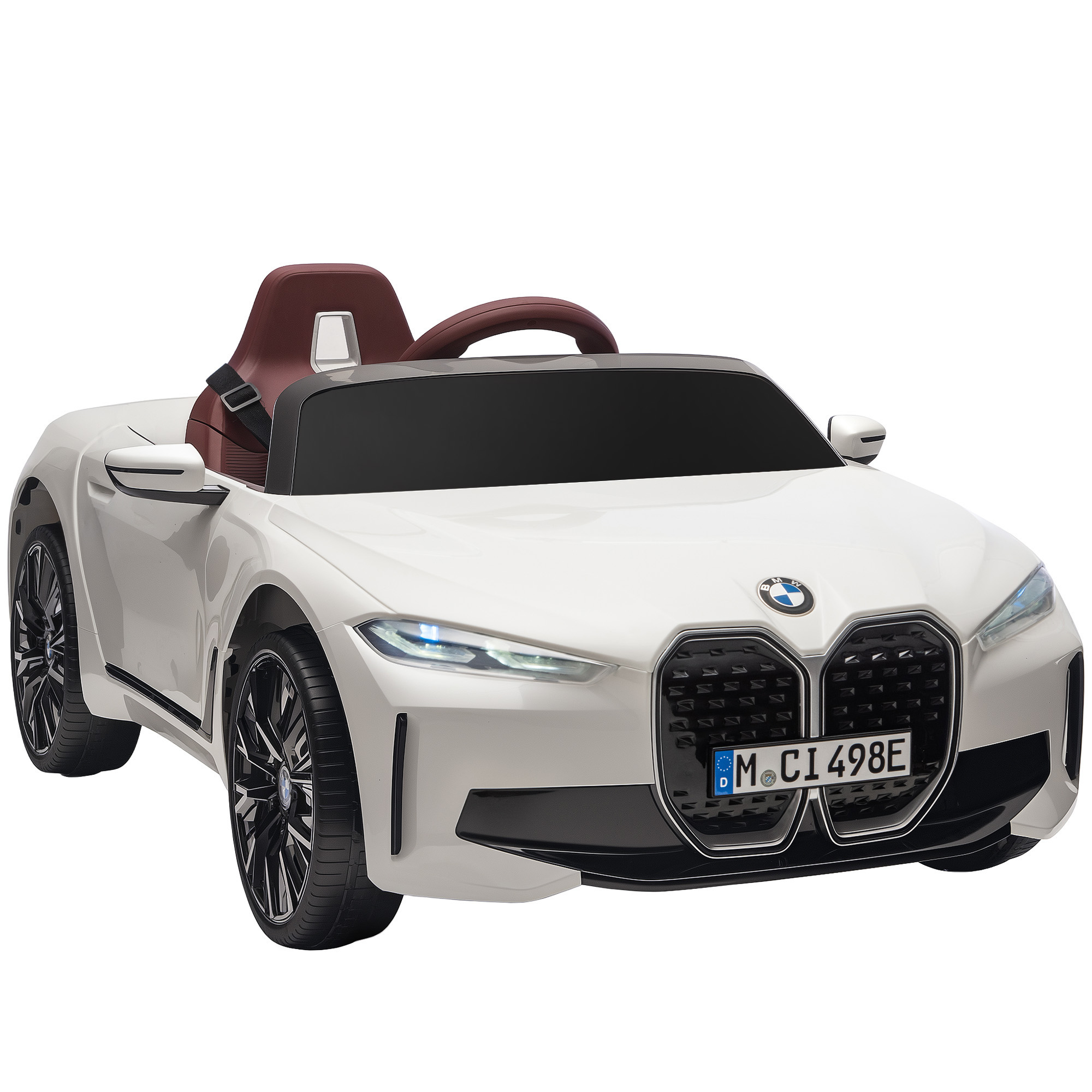 HOMCOM Kinder Elektroauto BMW mit Fernbedienung, tragbarer Batterie, Scheinwerfer, MP3-Player, Sicherheitsgurt, 3-5 km/h für Kinder 3-5 Jahre, Weiß Aosom.de