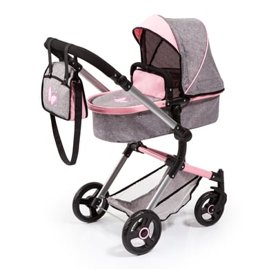 bayer Design Kombi-Puppenwagen Neo Vario grau/rosa, mit Schmetterling