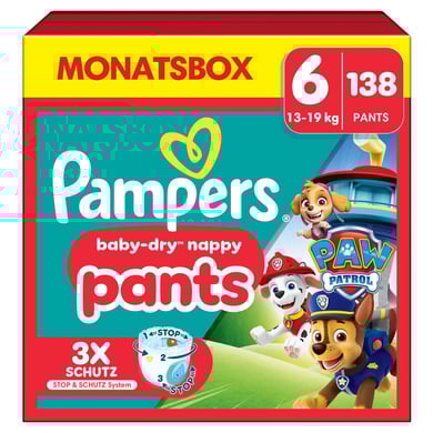 Pampers Baby-Dry Pants Paw Patrol, Gr. 6 Extra Large 14-19kg, Monatsbox (1 x 138 Pants)