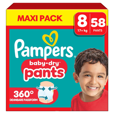 Pampers Baby-Dry Pants, Gr.8 Extra Large 17+kg, Maxi Pack (1 x 58 Pants)