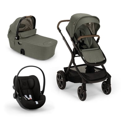 Nuna Geschwisterwagen DEMI™ next Pine inkl. Cybex Babyschale Cloud G i-Size Magic Black