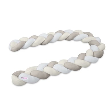babybay Nestchenschlange Waffelpiqué geflochten 280 cm passend für Kinderbetten, weiß/ivory/weißgrau