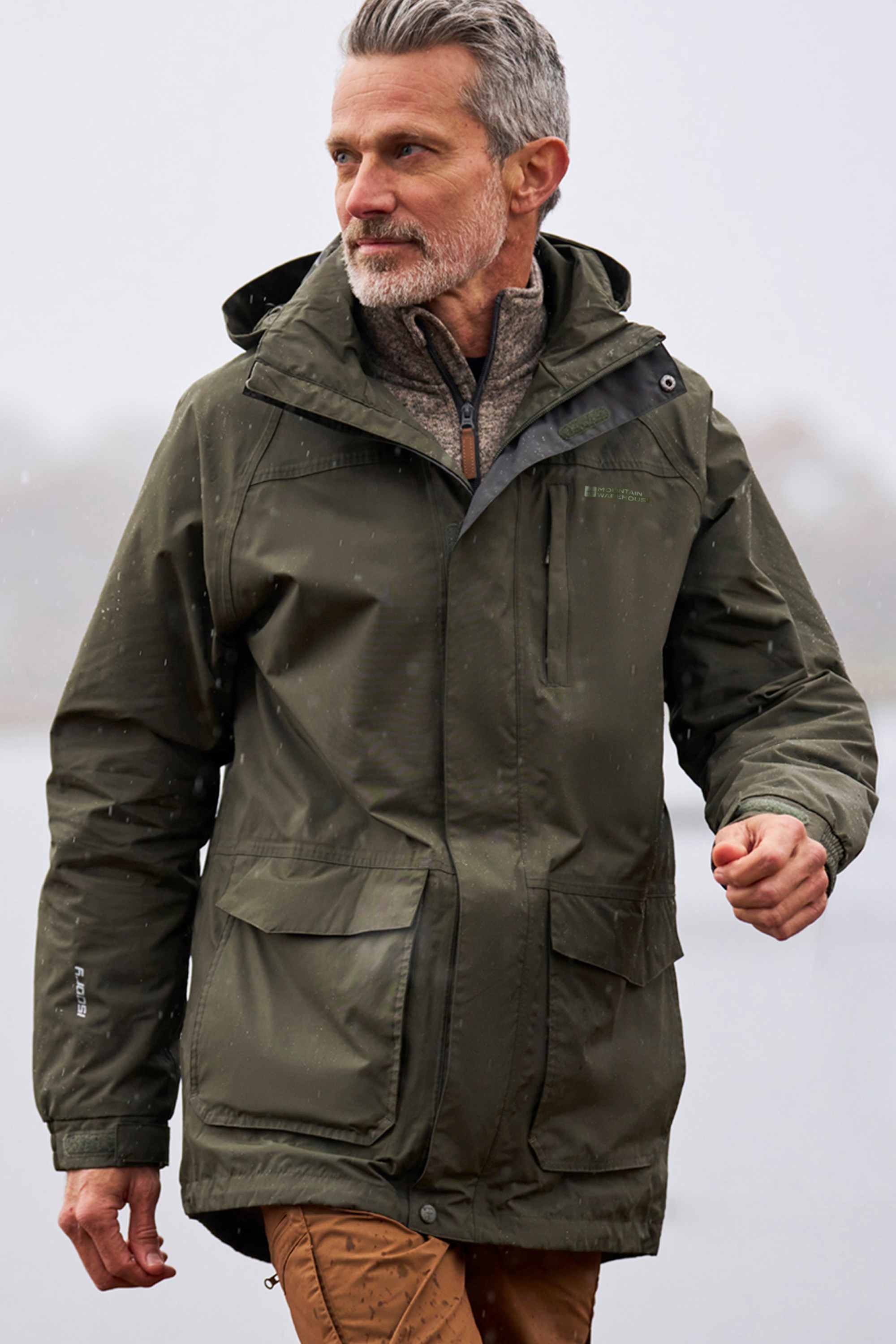Glacier II Lange Wasserdichte Herrenjacke - Khaki