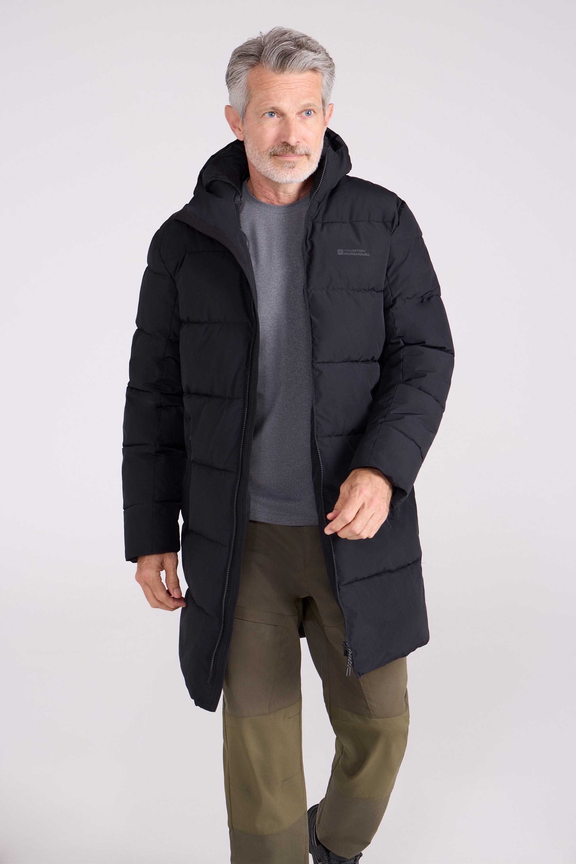 Vortex Longline wattierte Herrenjacke - Schwarz