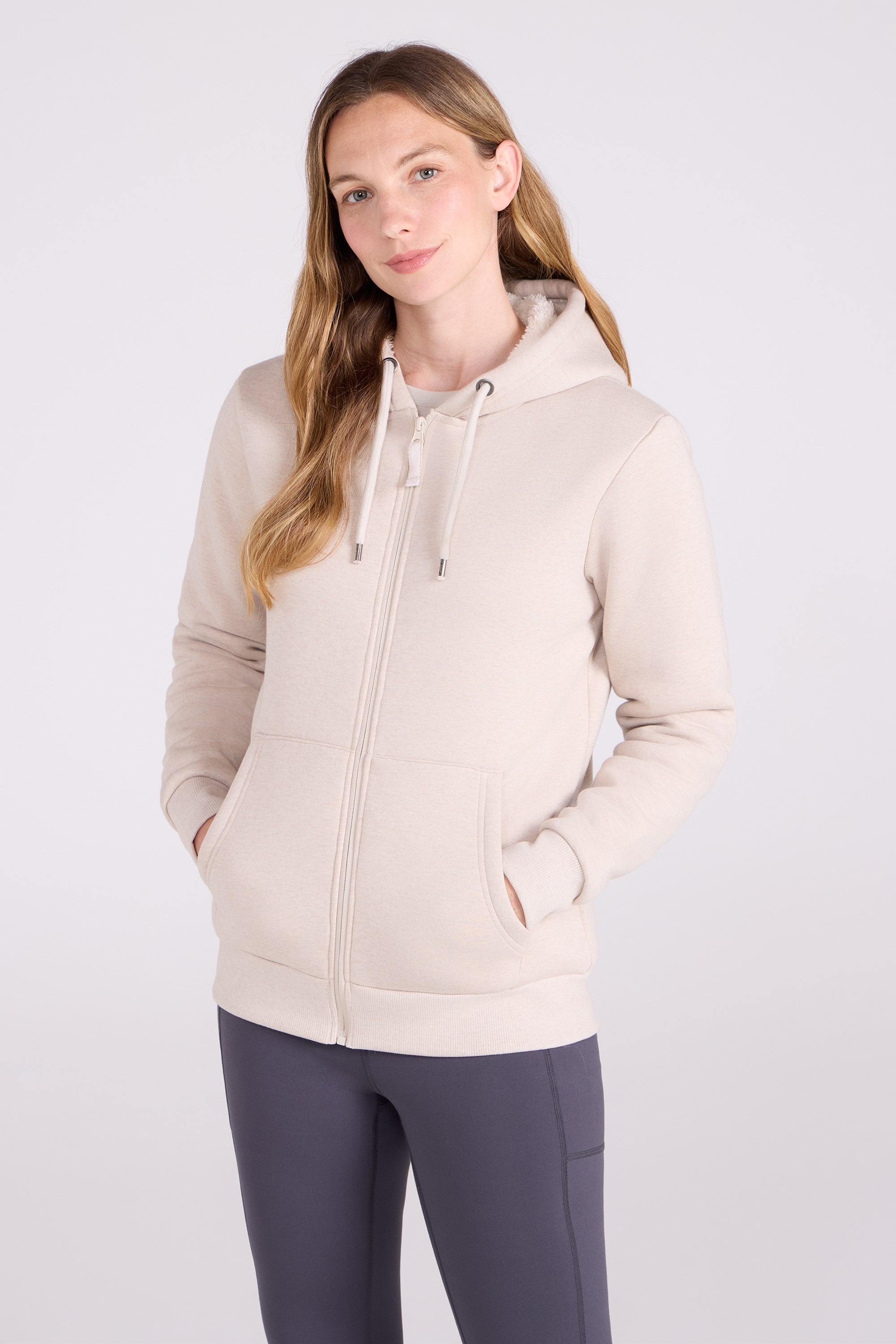 Dalton Damen Kapuzenpullover mit Sherpa-Futter - Beige