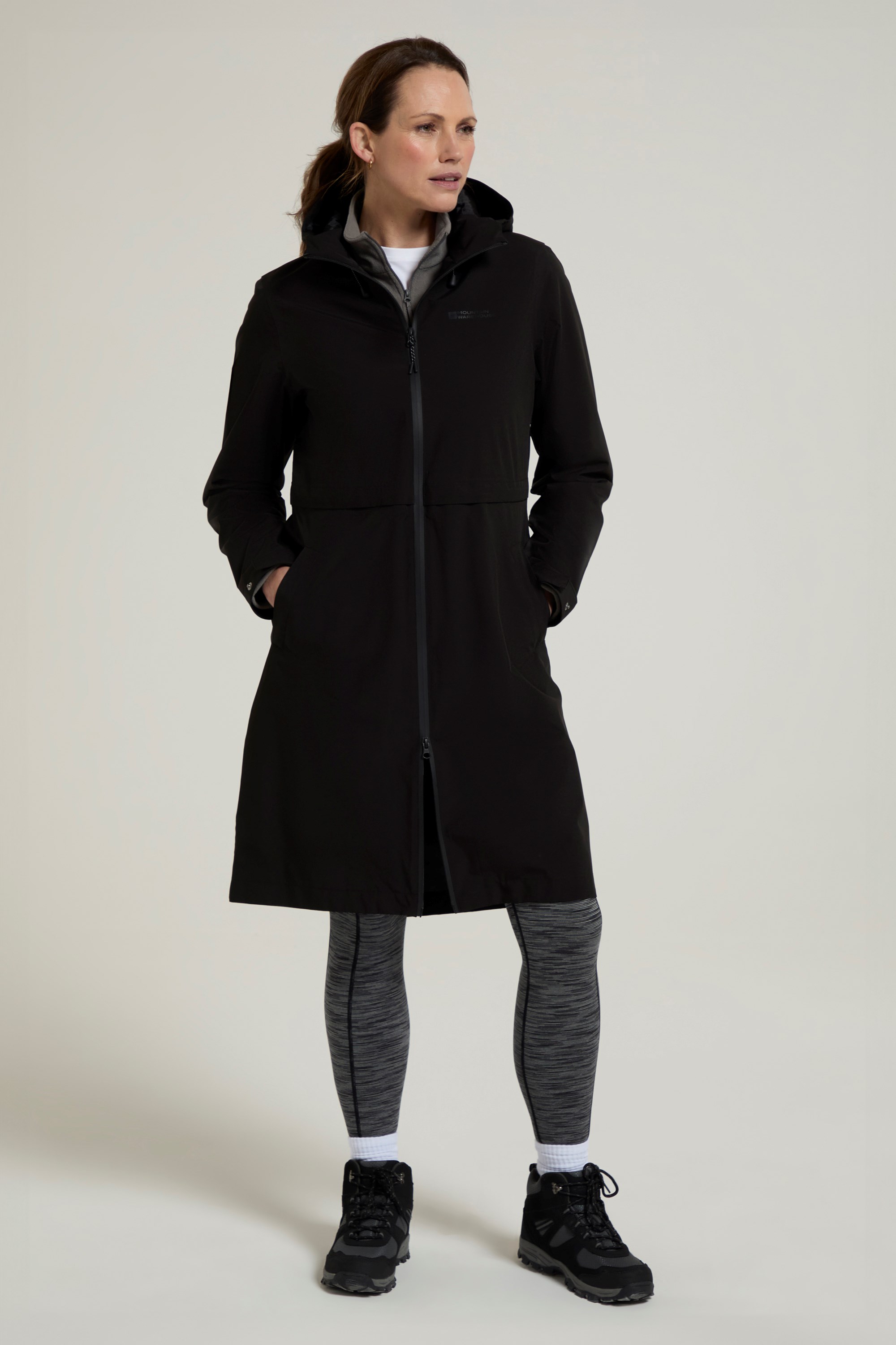 Hilltop Wasserdichte Extralange Damenjacke - Schwarz