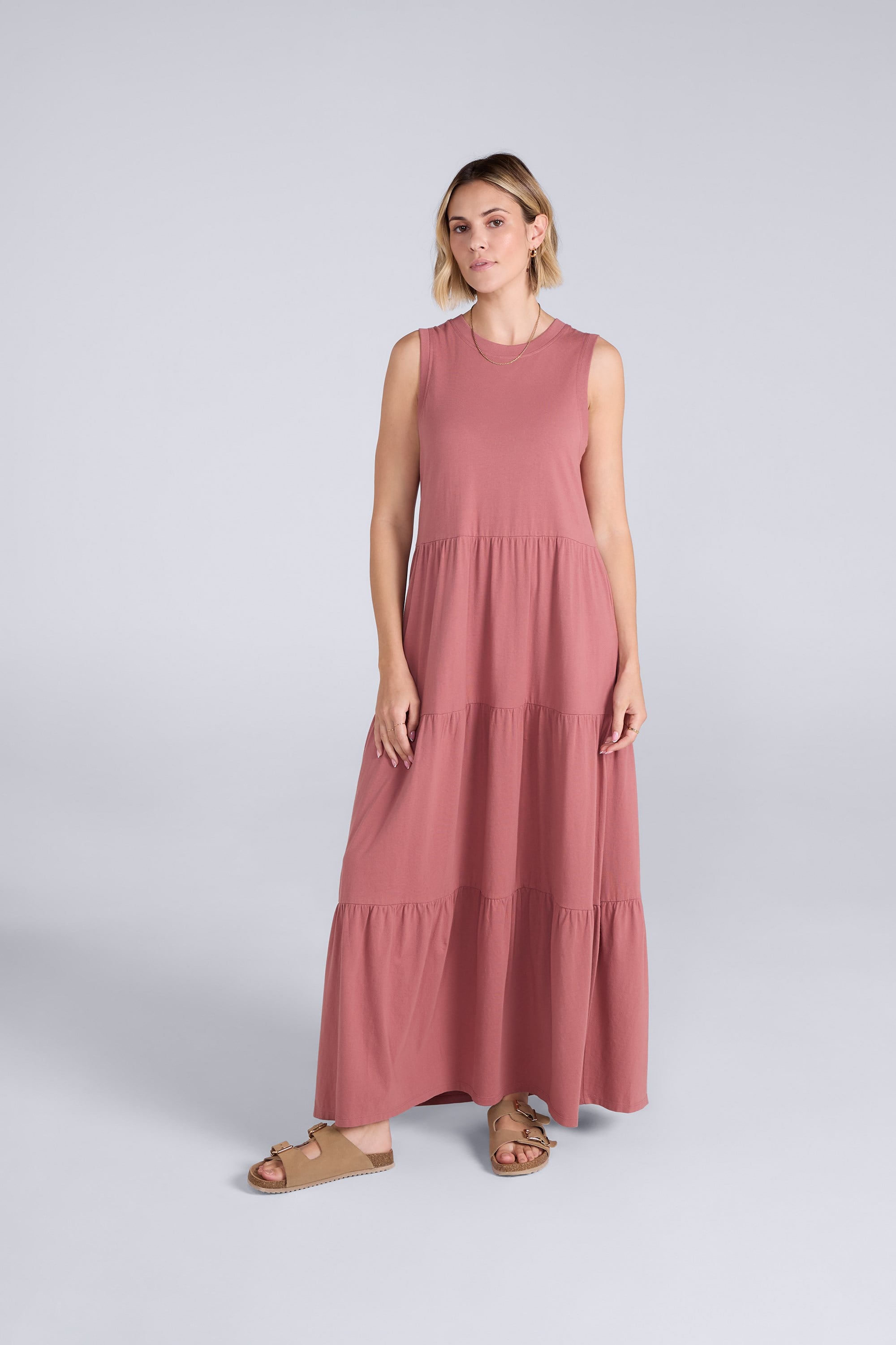 Damen Jersey-Maxikleid - Rosa