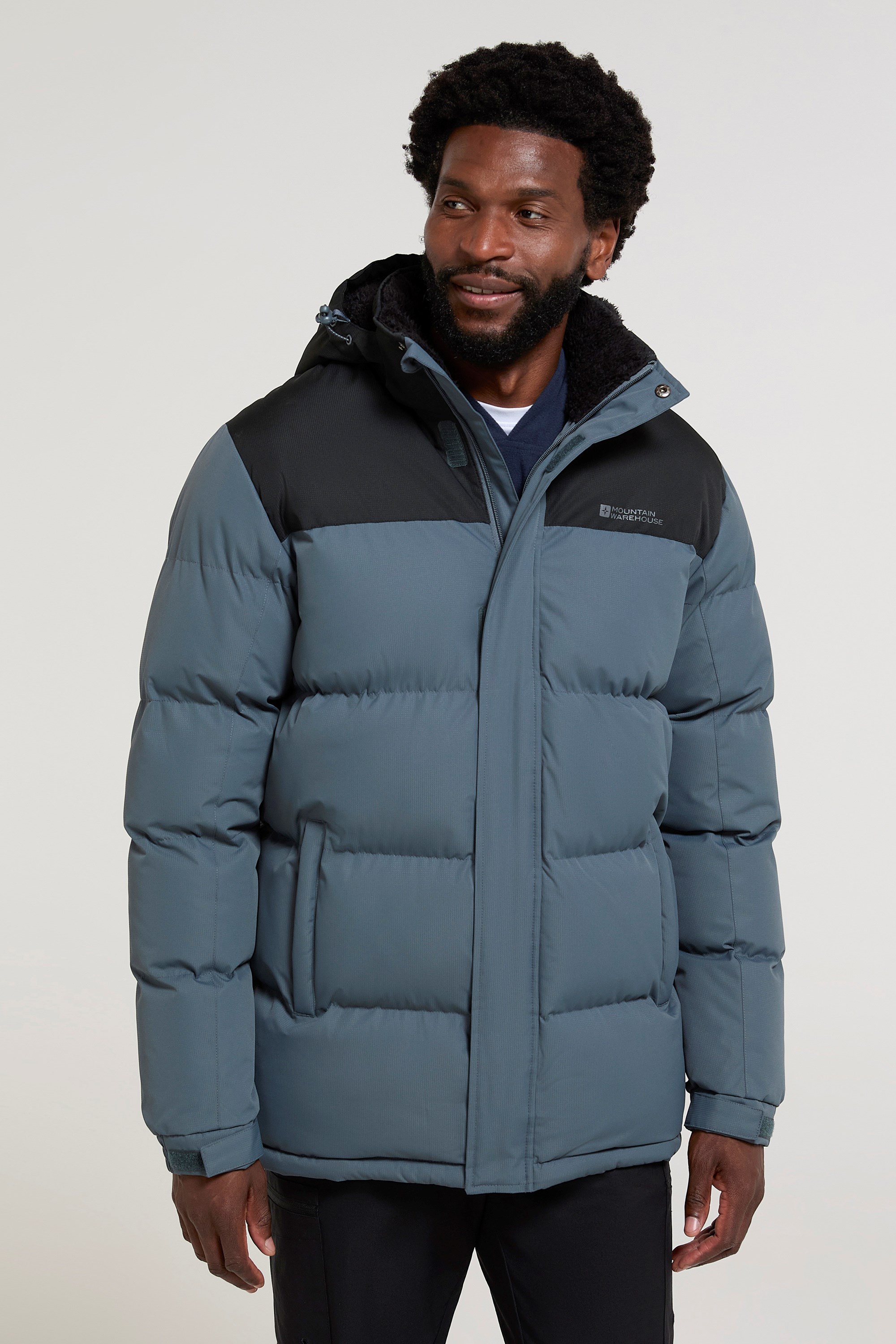 Link Wattierte Herrenjacke mit Borgfutter - Grau