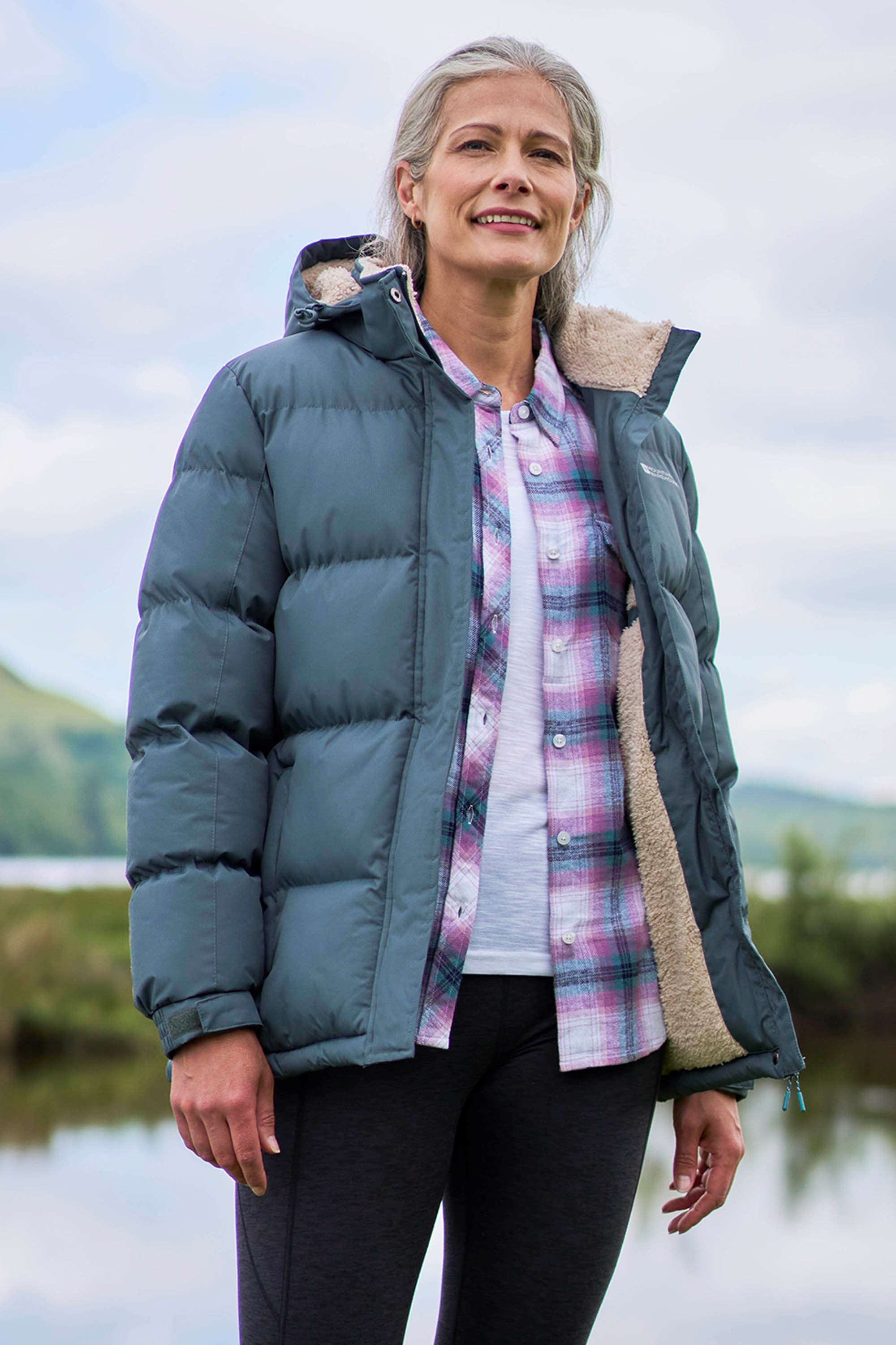 Snow Wattierte Damenjacke mit Borgfutter - Khaki