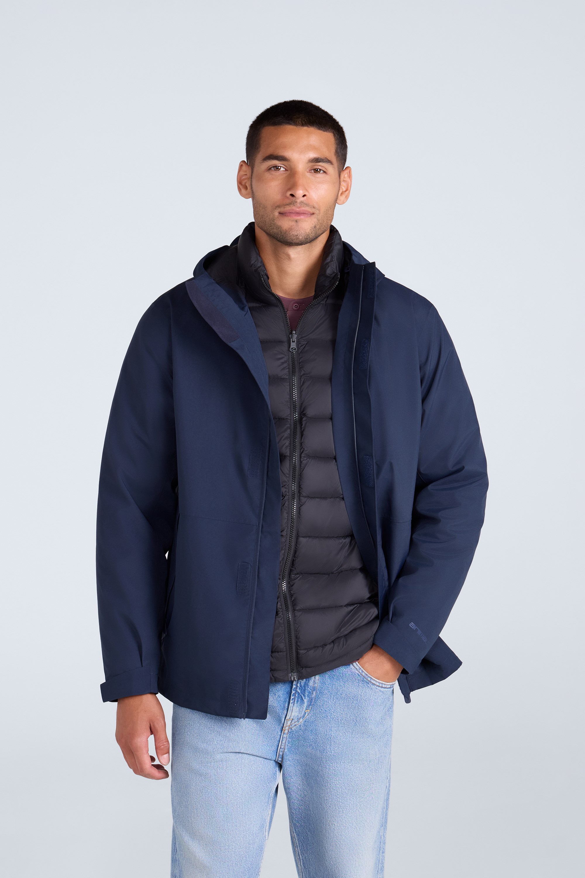 Rudy Wasserdichte Gesteppte 3-in-1 Herrenjacke - Marineblau