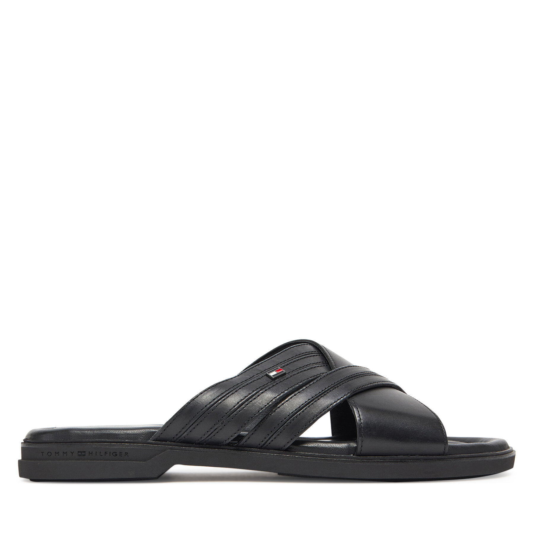 Pantoletten Tommy Hilfiger Premium Hilfiger Cc Lth Sandal FM0FM05504 Schwarz