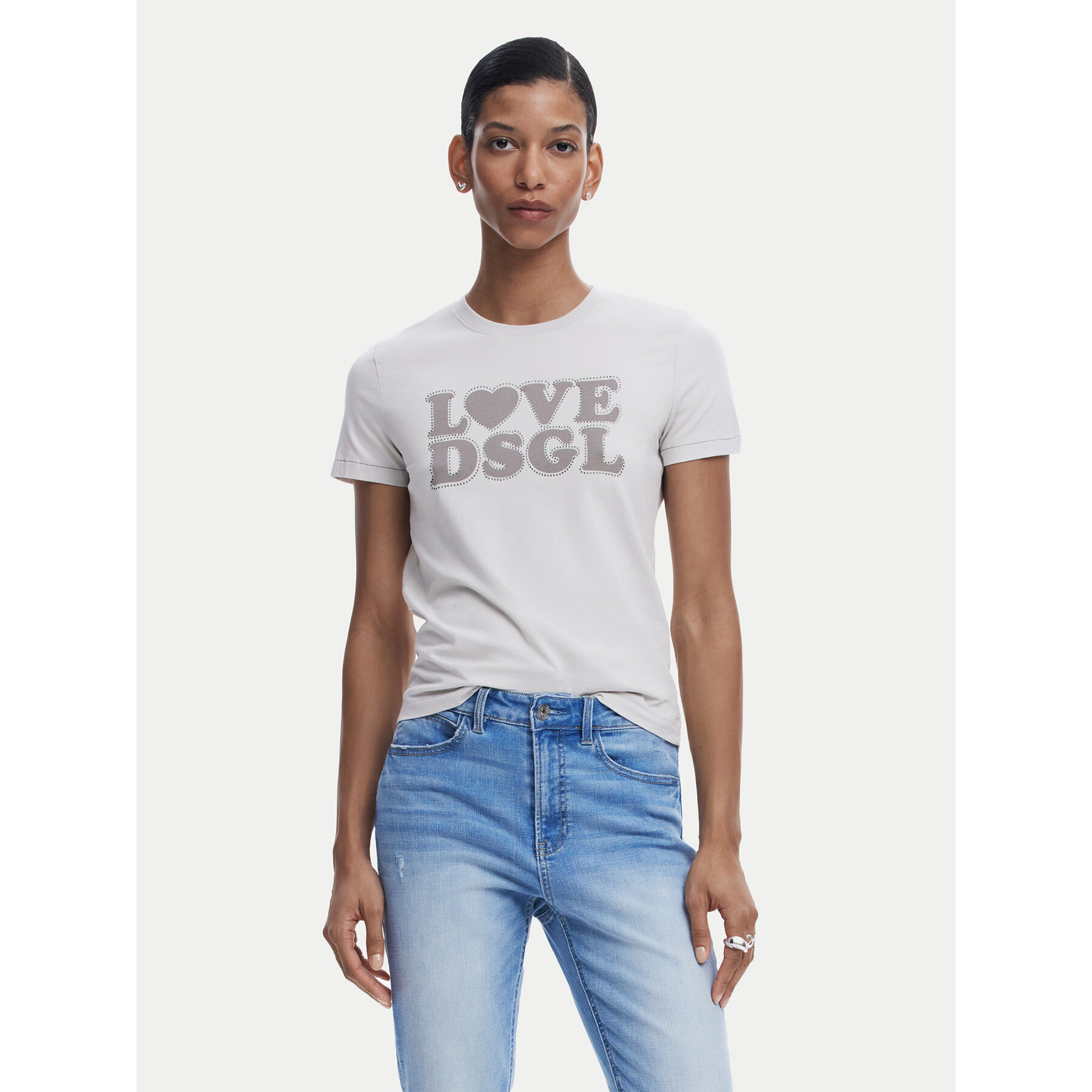 Desigual T-Shirt Love Dsgl 25SWTK10 Grau Regular Fit