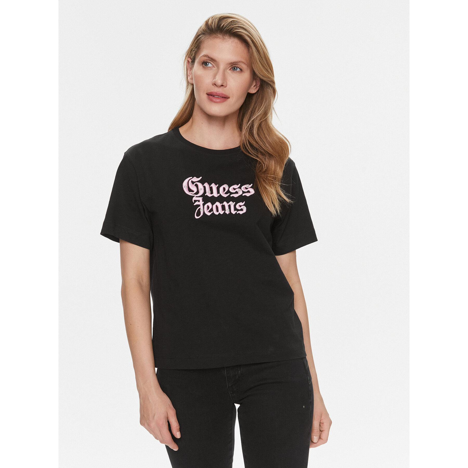 Guess T-Shirt Gothic W4RI49 K6XN4 Schwarz Regular Fit