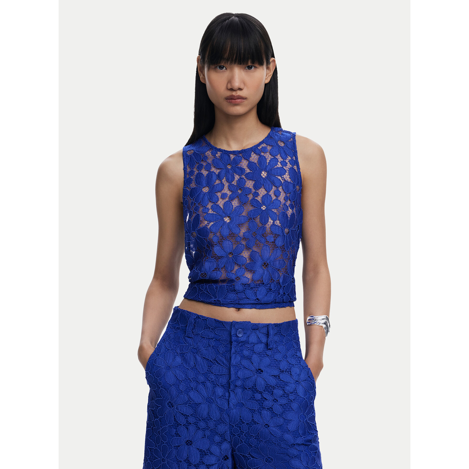 Desigual Top Tanatos 25SWBW25 Blau Slim Fit