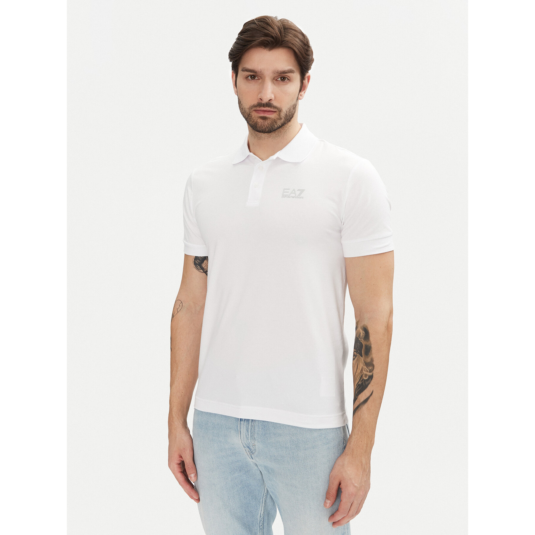 EA7 Emporio Armani Poloshirt 8NPF14 PJVQZ 0100 Weiß Regular Fit