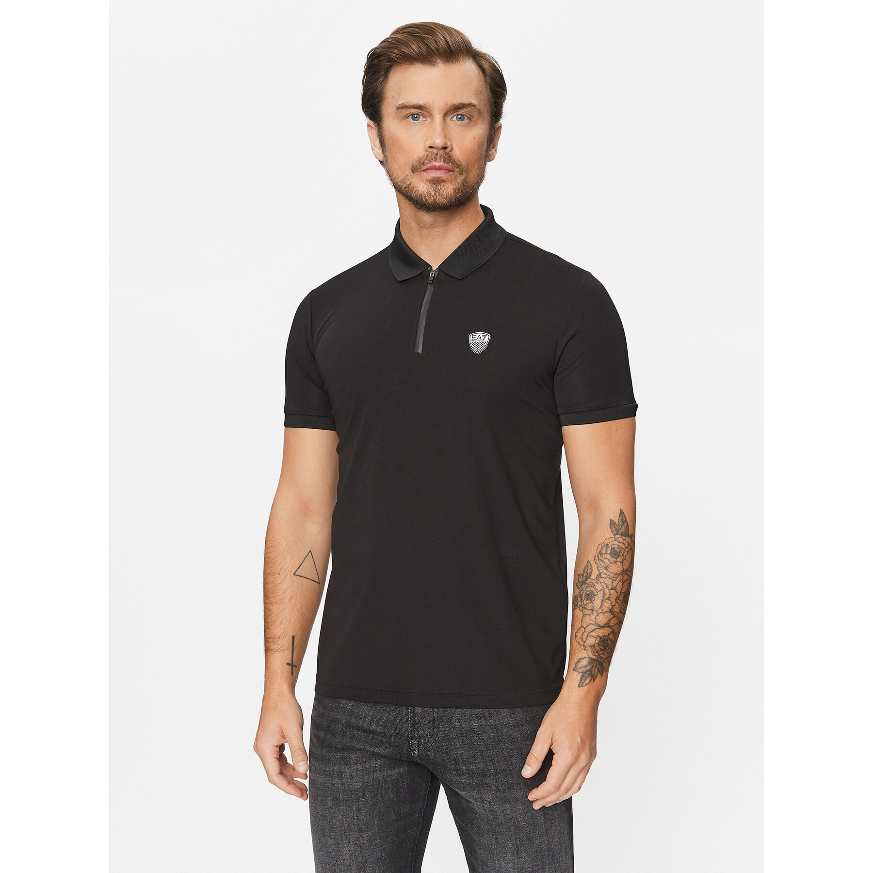 EA7 Emporio Armani Poloshirt 8NPF13 PJRGZ 1200 Schwarz Regular Fit